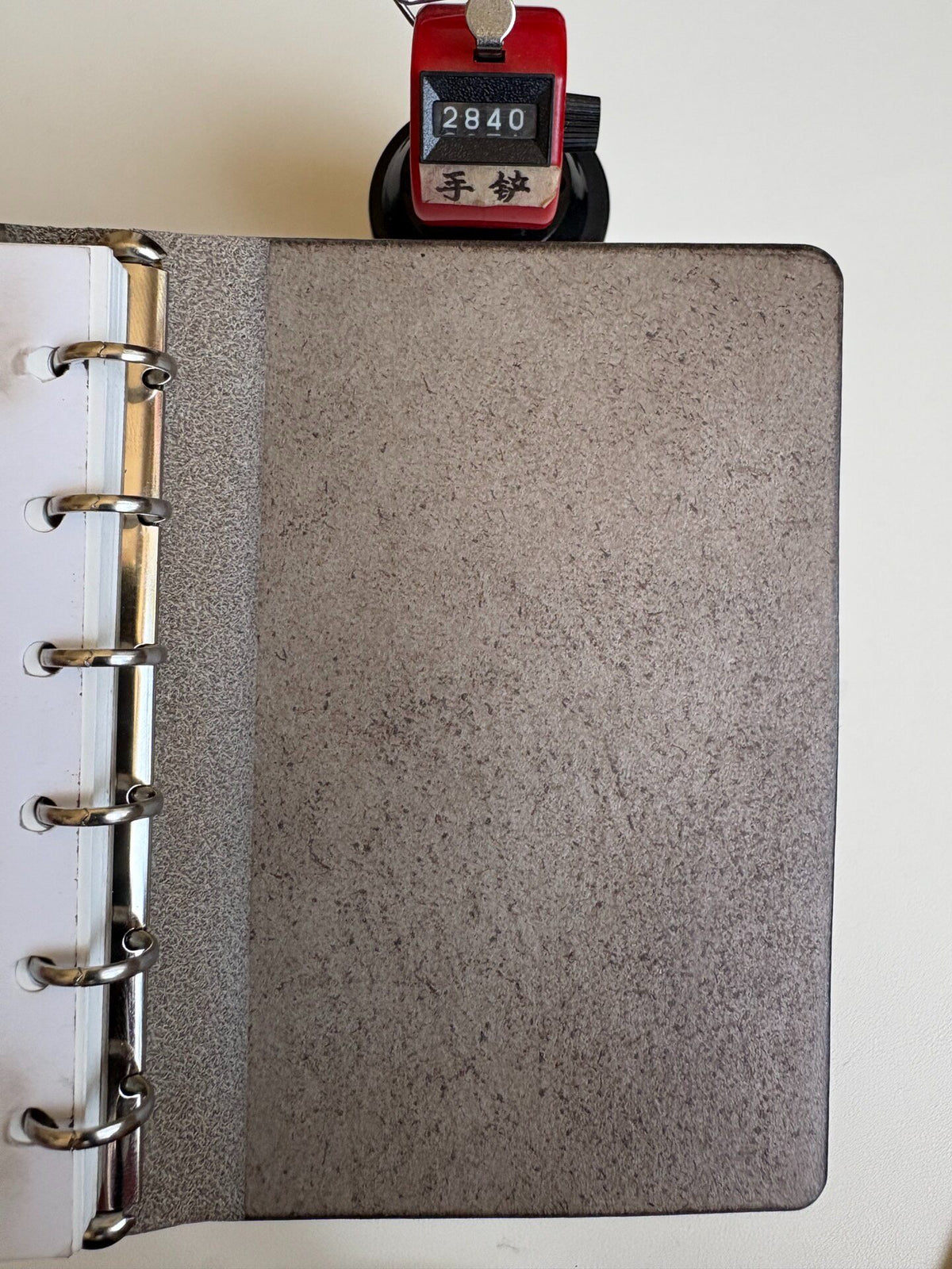 Handmade A7 Leather Binder Khaki Gray