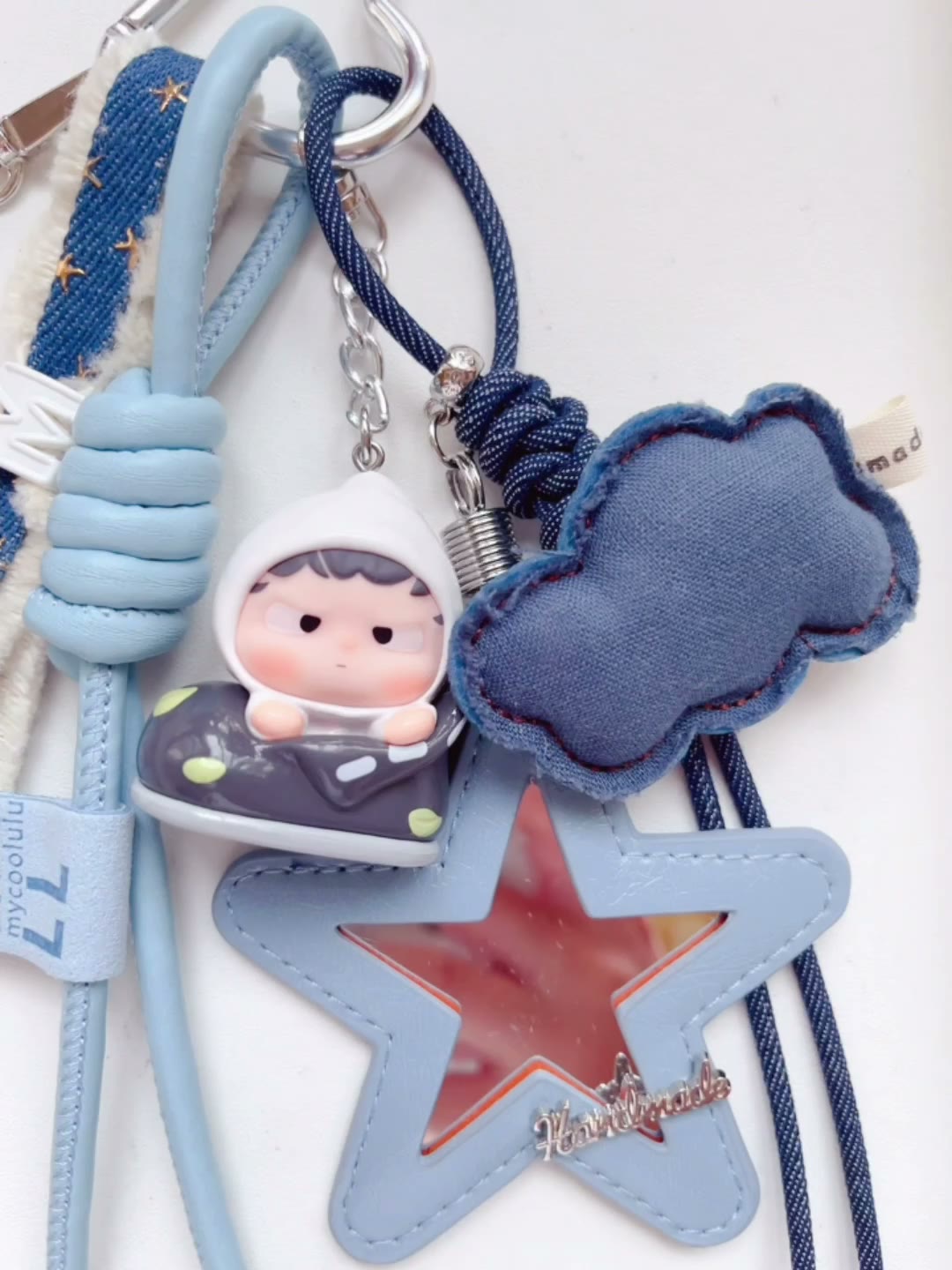 Blue Bag Charm Set With Star Mirror