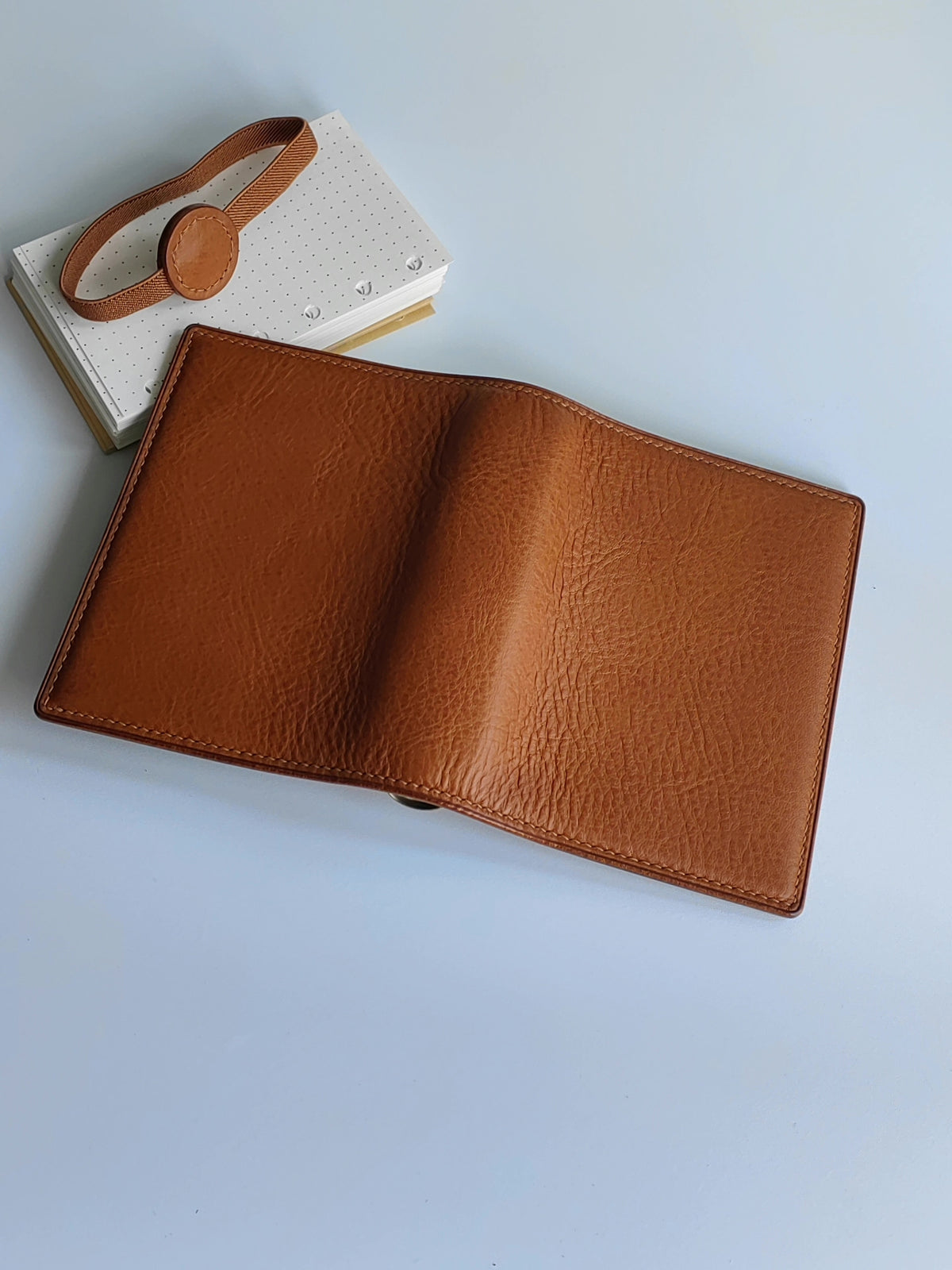 Handgakte Cognac Leren Plannerhoes voor Ringen
