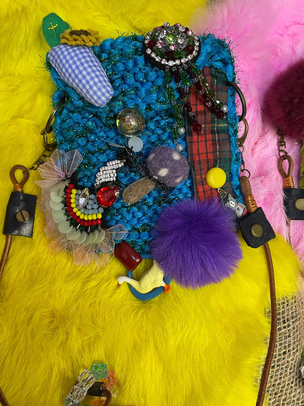 Knitted Tinsel Crossbody Mini Bag