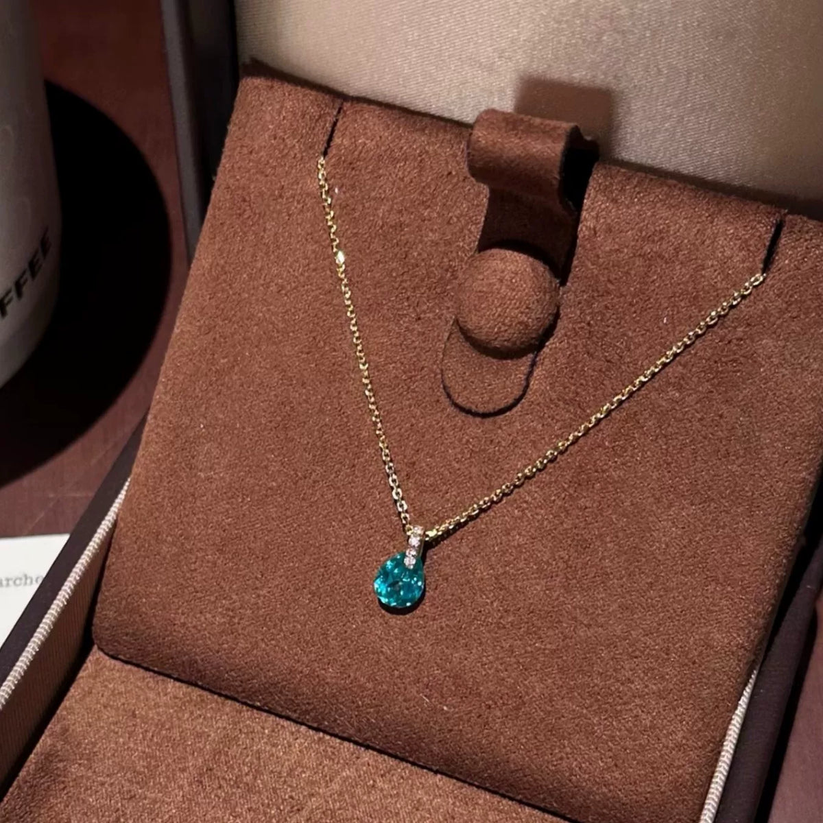 Sterling Silver Teal Pear Pendant Necklace