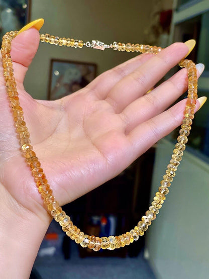 Faceted Citrine Bead Necklace, 42cm, 20.6g