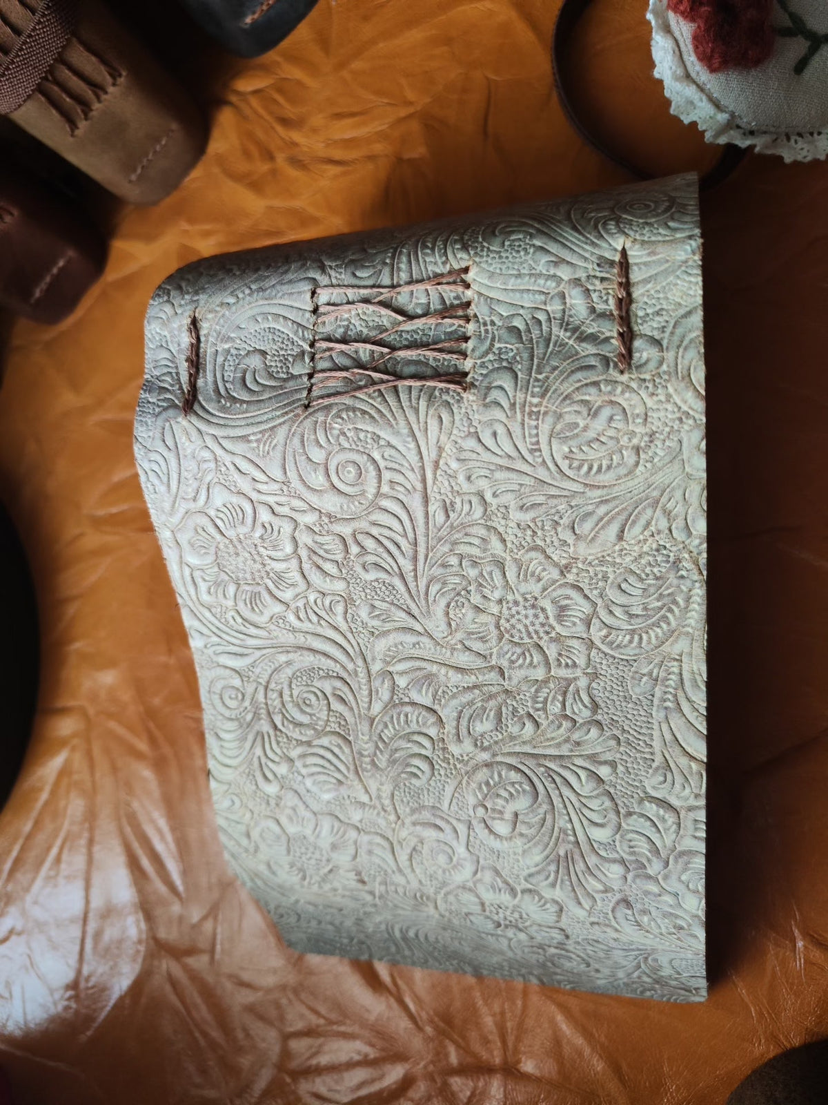 Leather Embossed Floral Handmade Journal