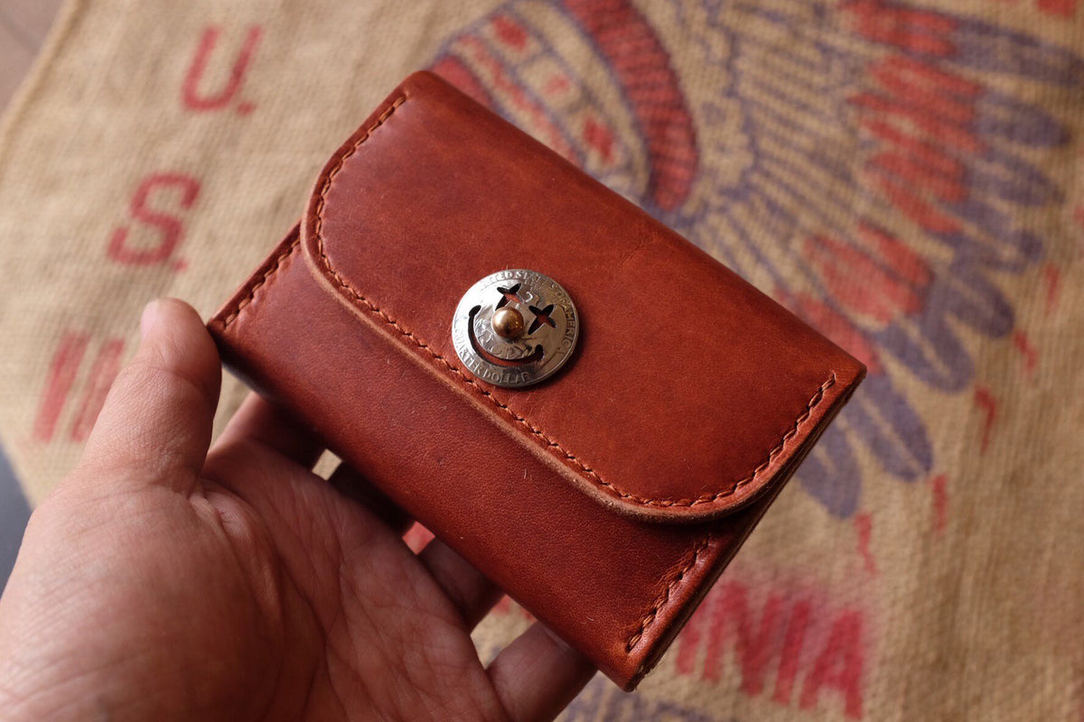 Horween Leather Wallet with Coin Button