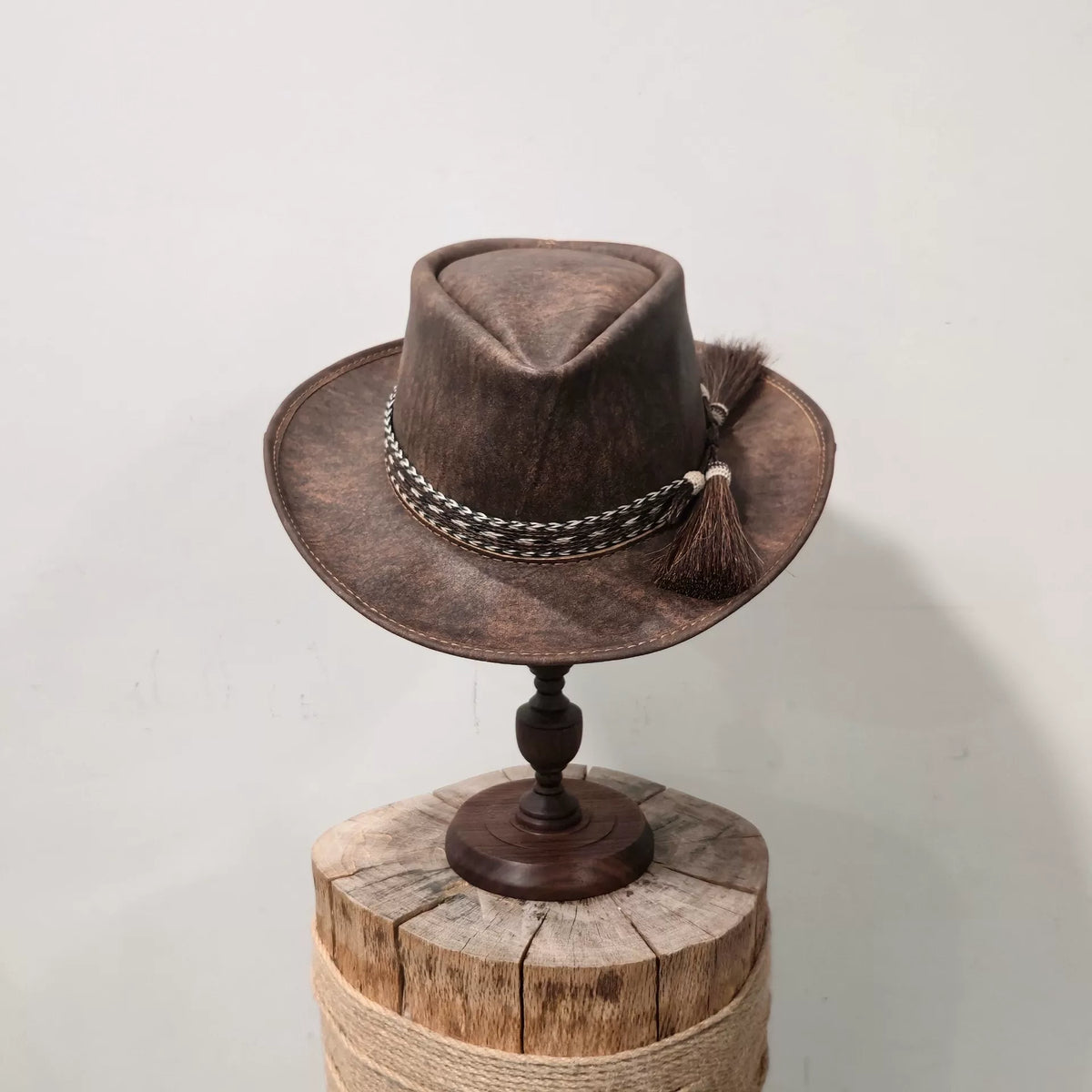 Handmade Italian Leather Western Cowboy Hat