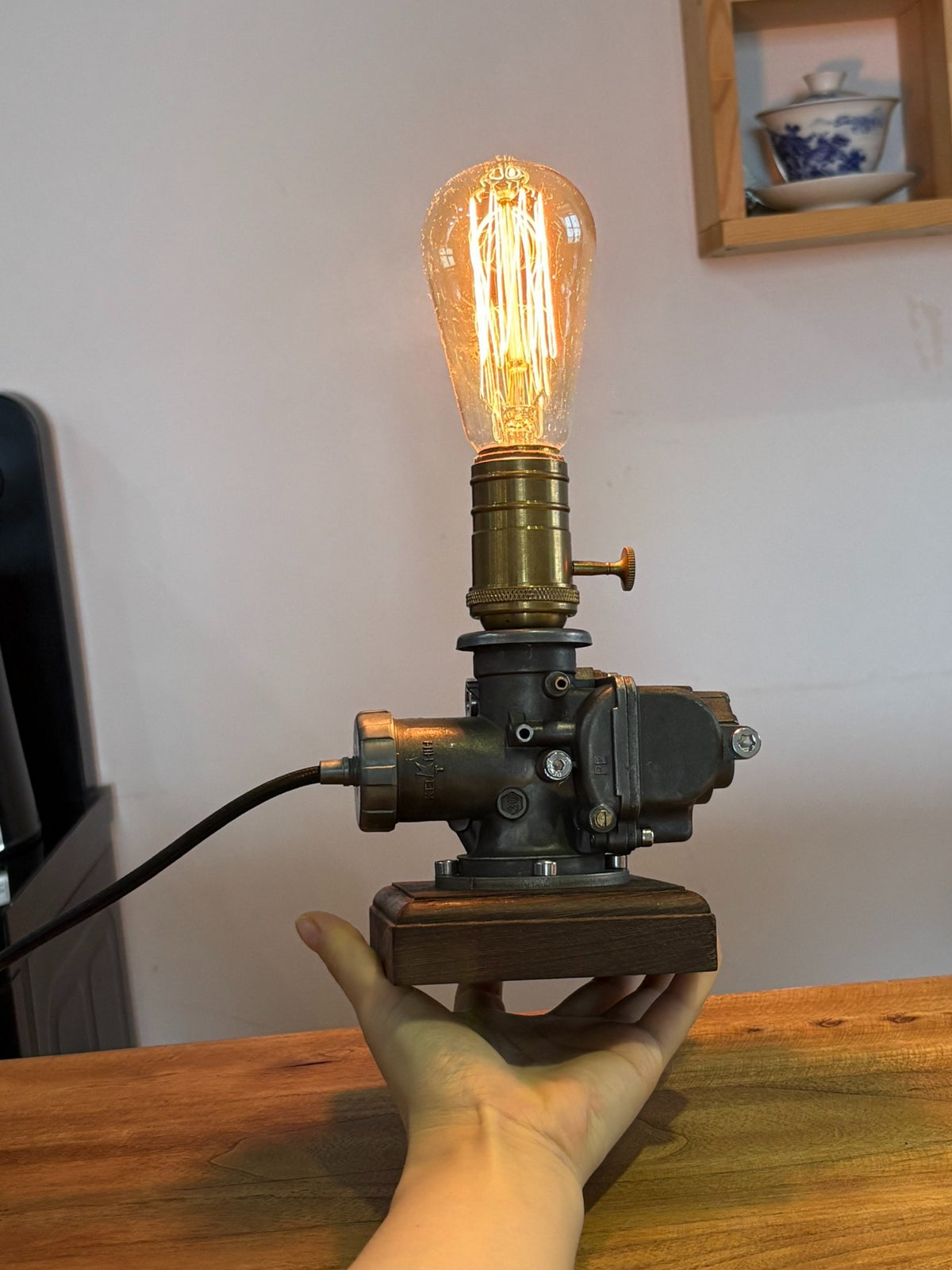 Motorcycle Carburetor Table Lamp