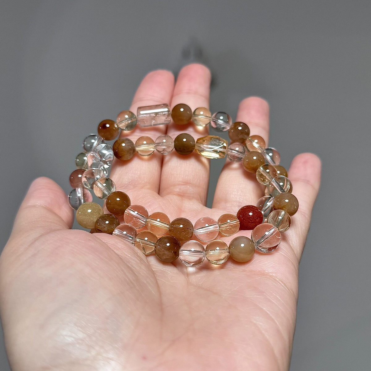Double Loop Crystal Bracelet Set 8mm Beads