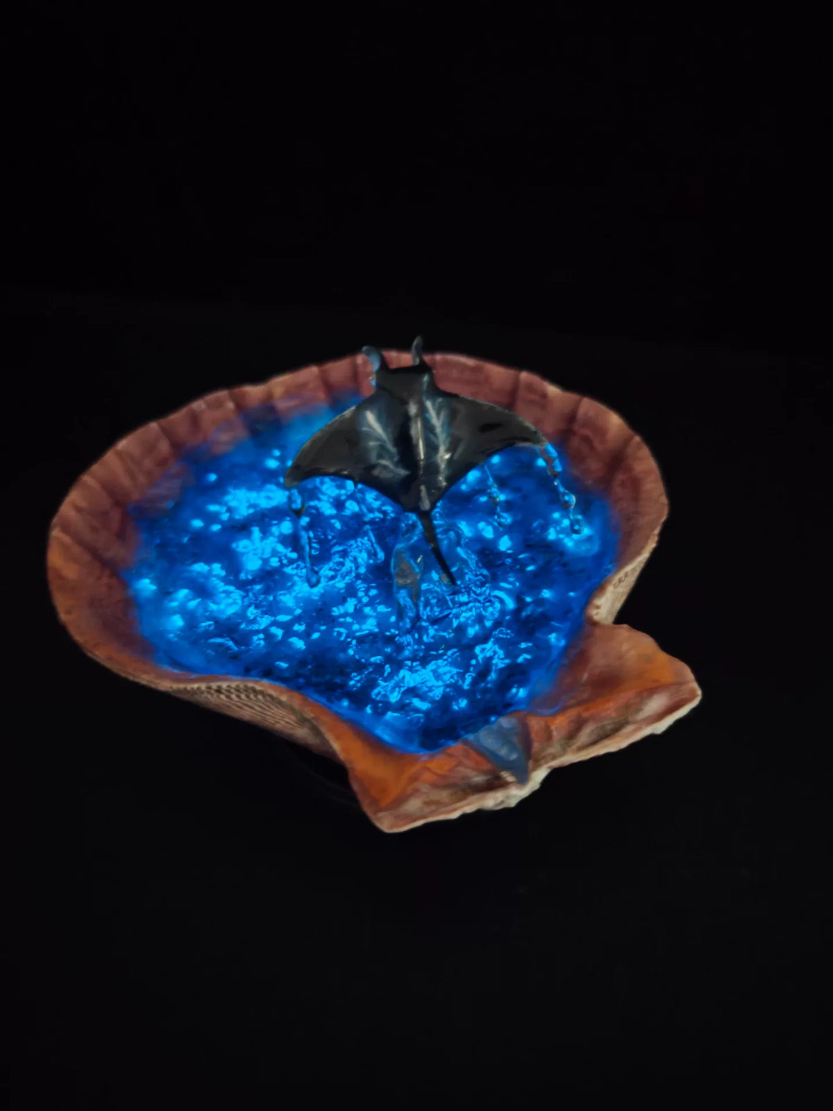 Glow in the Dark Seashell Manta Ray Sculpture