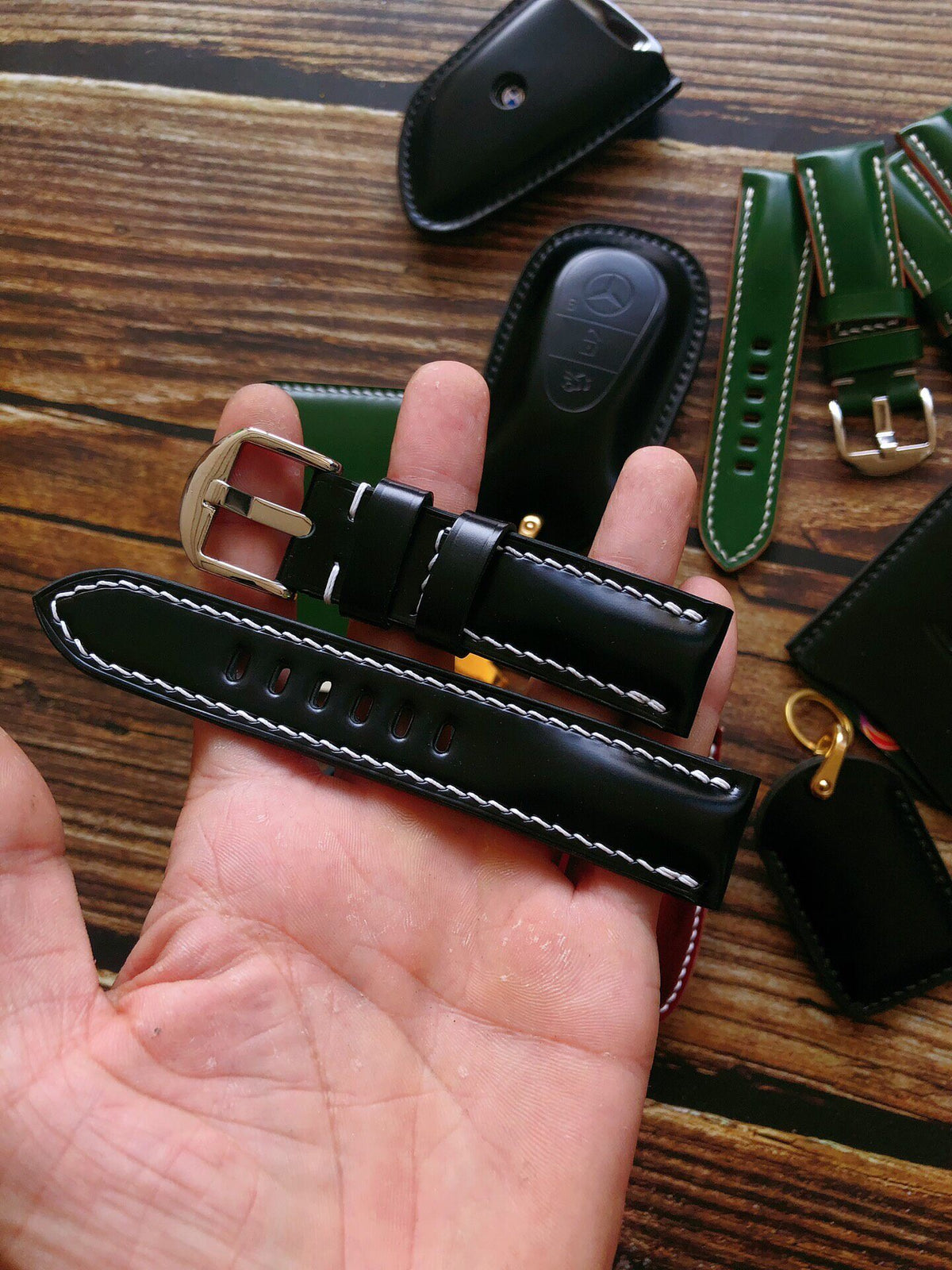 Handcrafted Shinki Horsehide Watch Strap Black