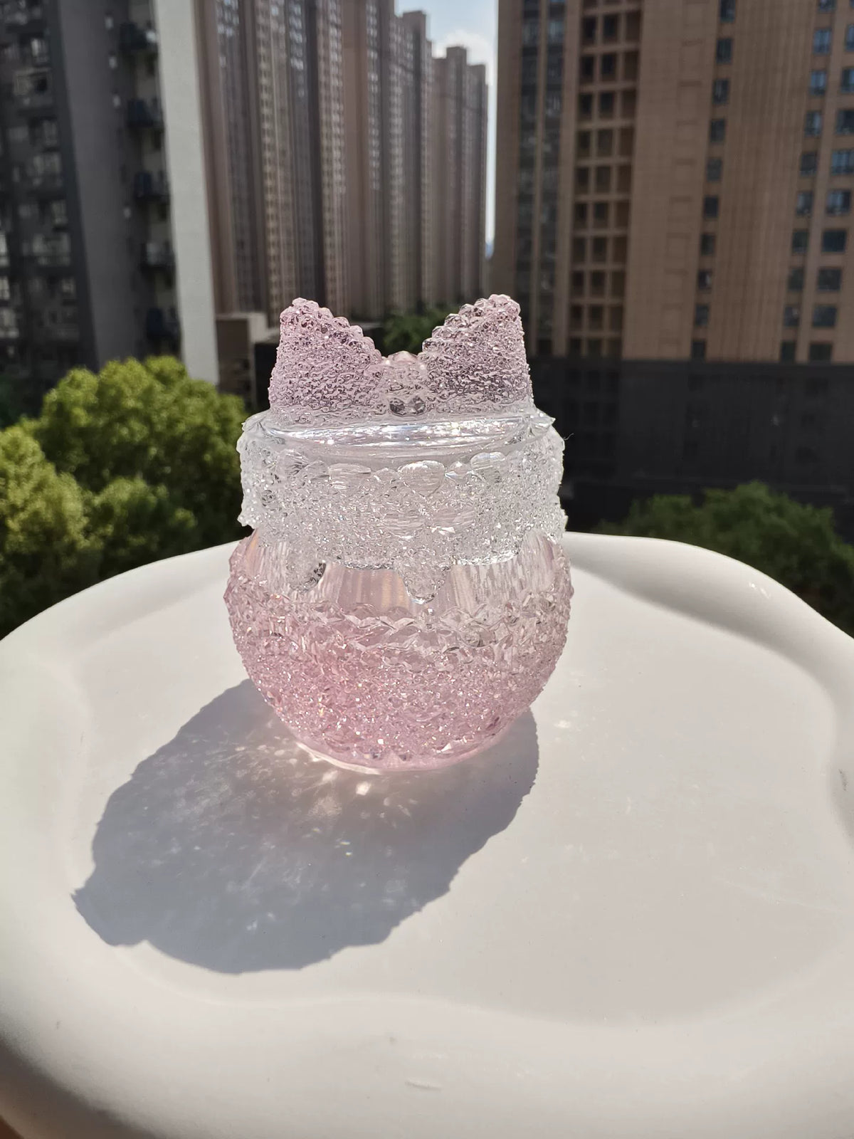 Resin Diamond Heart Storage Jar Pink Ombre