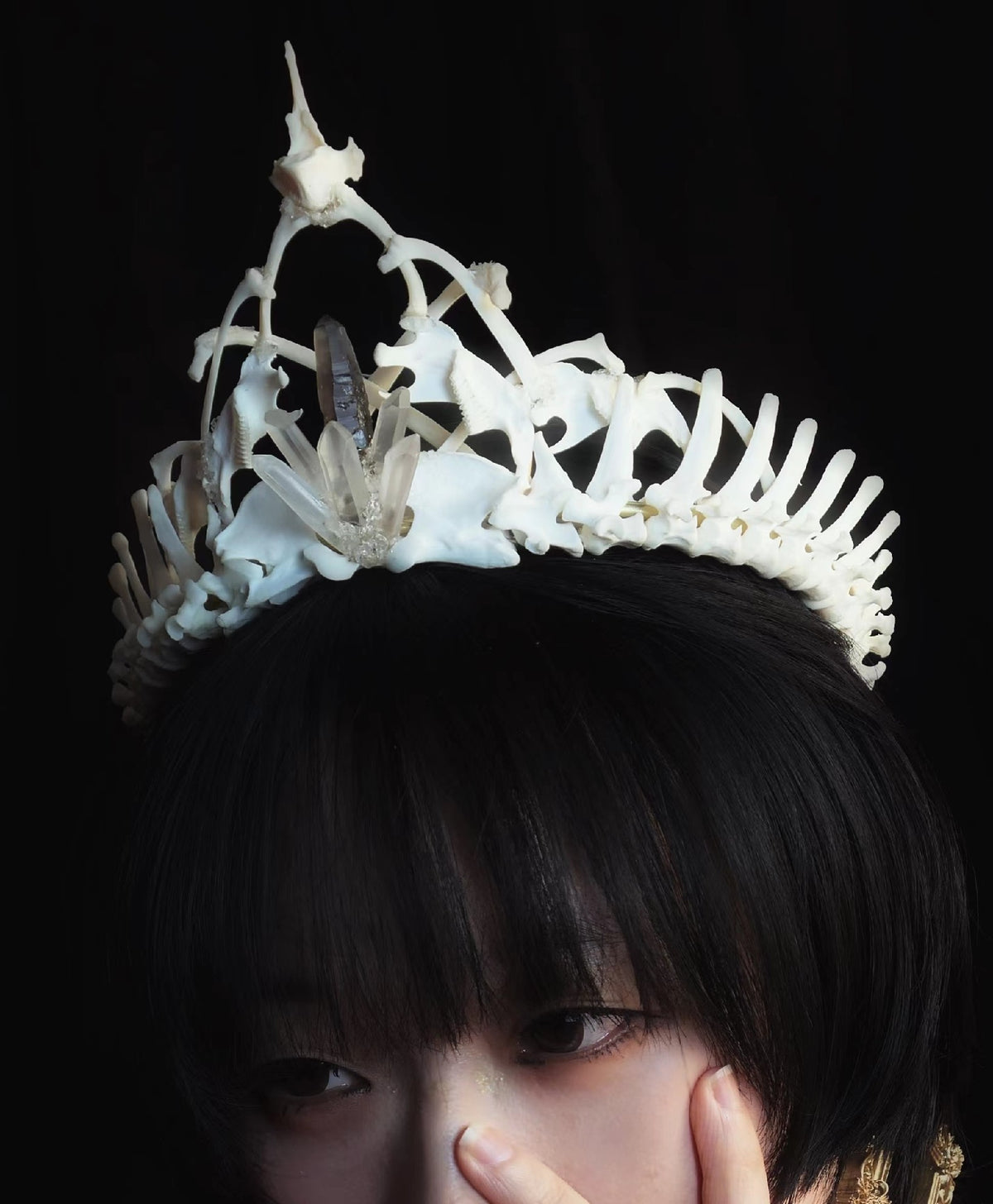 Bone Crown with Crystal Skull Accents