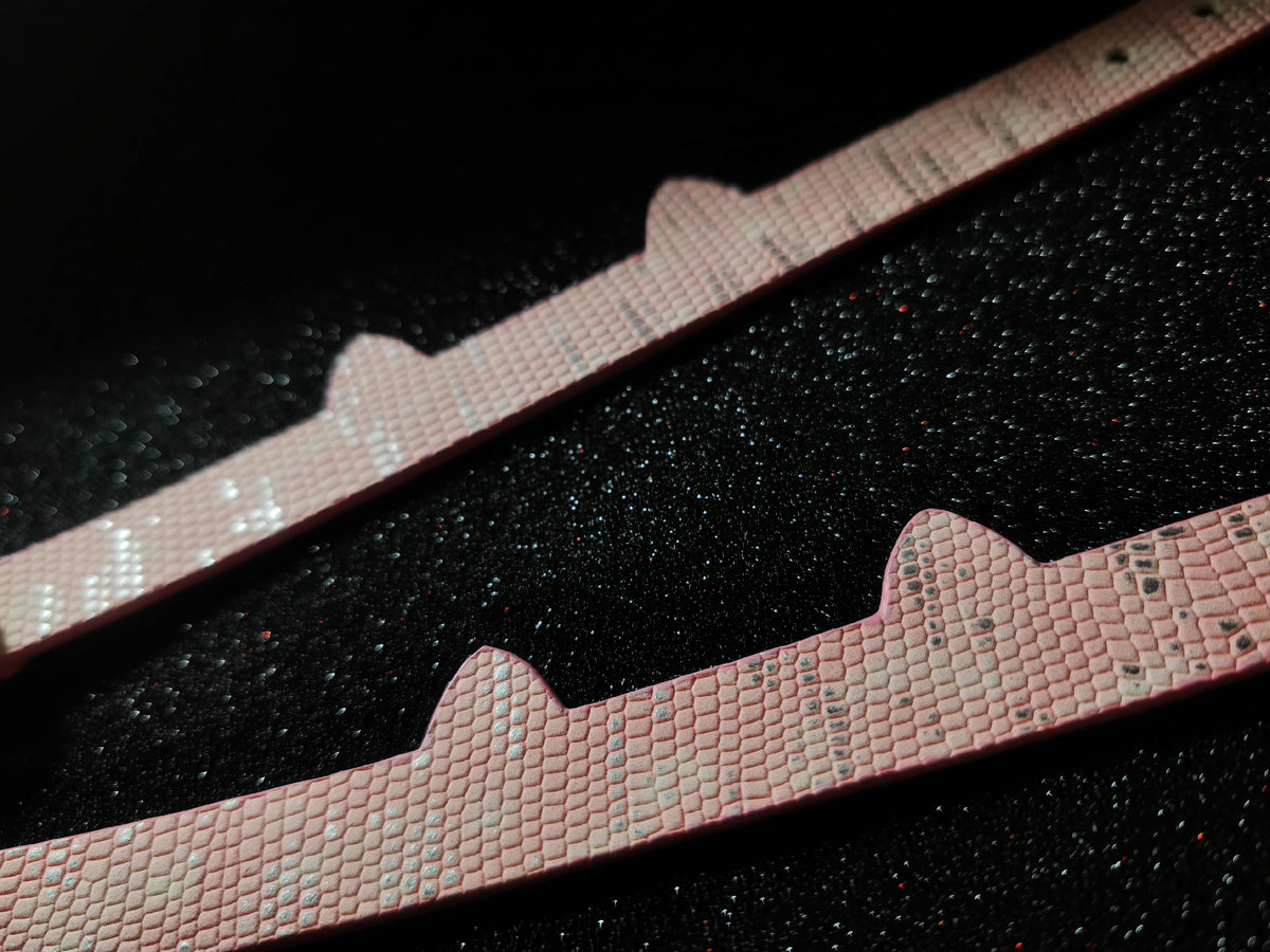 Pink Cat Ear Lizard Grain Leather Bracelet