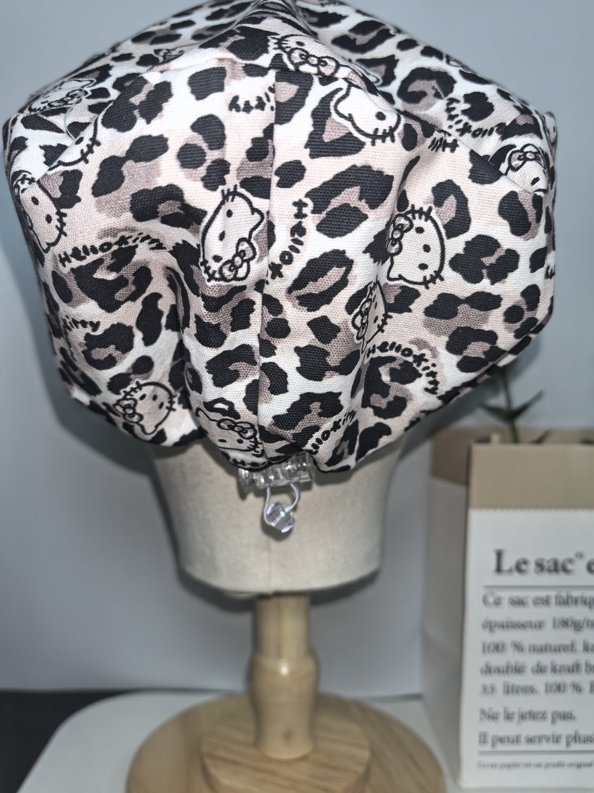 Black Leopard Hello Kitty Surgical Cap