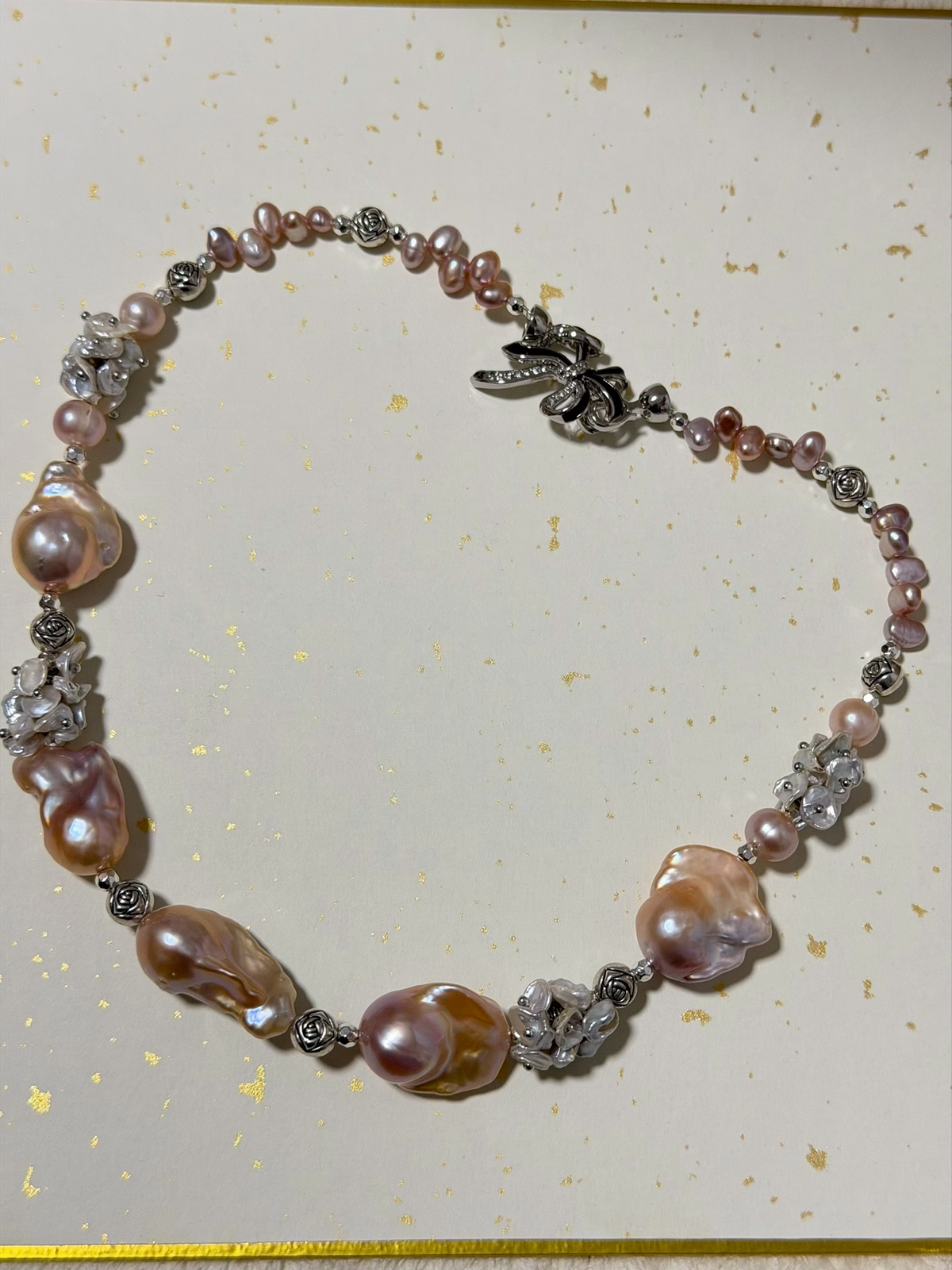 Rose Manor Pink Purple Baroque Pearl Necklace