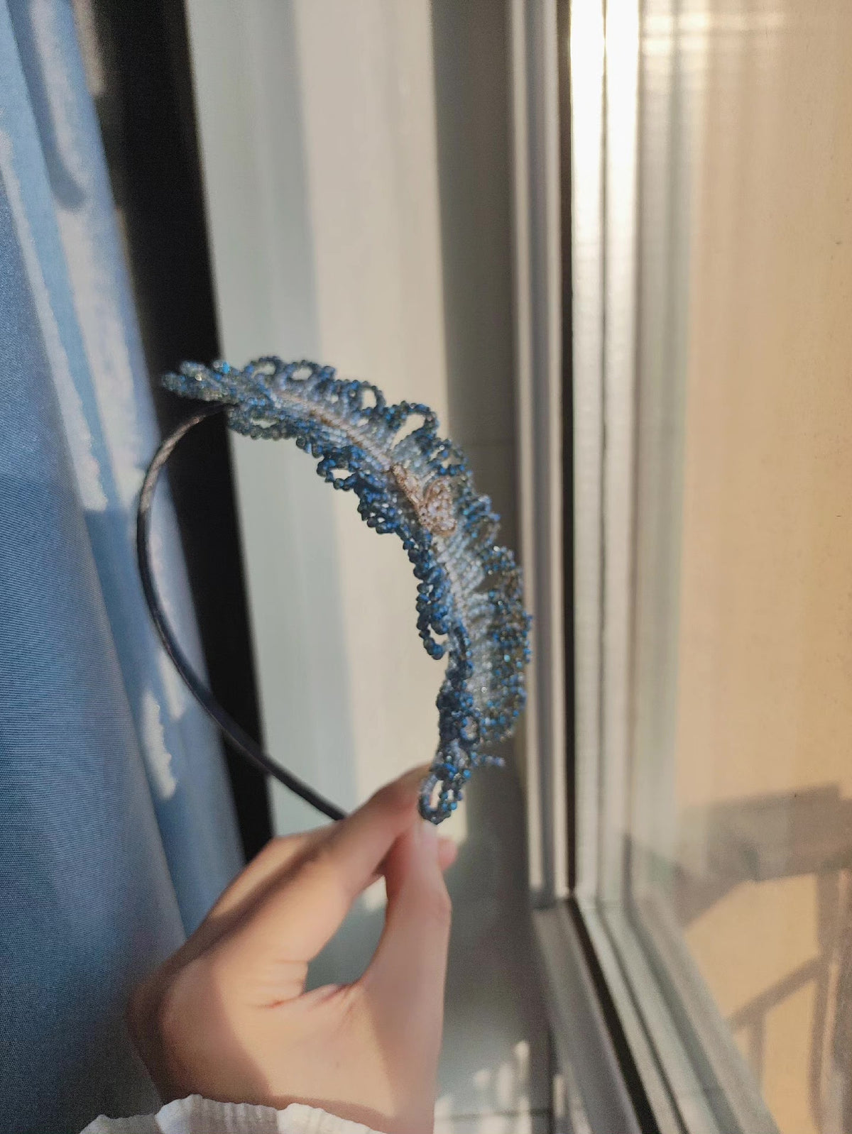 Crystal Gradient Lace Headband Butterfly Design