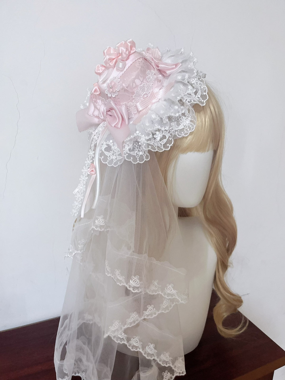 Pink Cherry Blossom Formal Hat with Veil