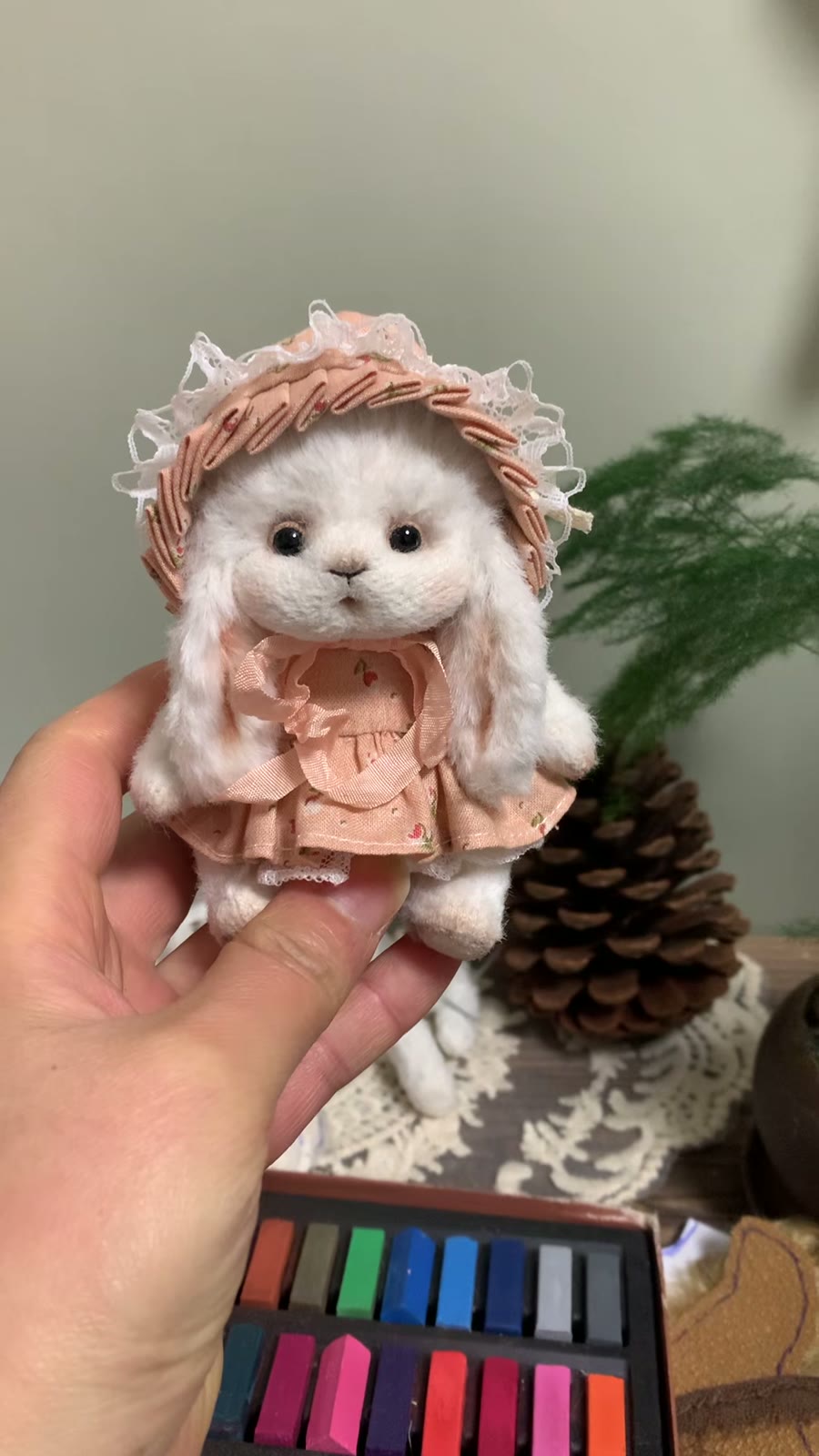 Handmade White Viscose Rabbit Doll