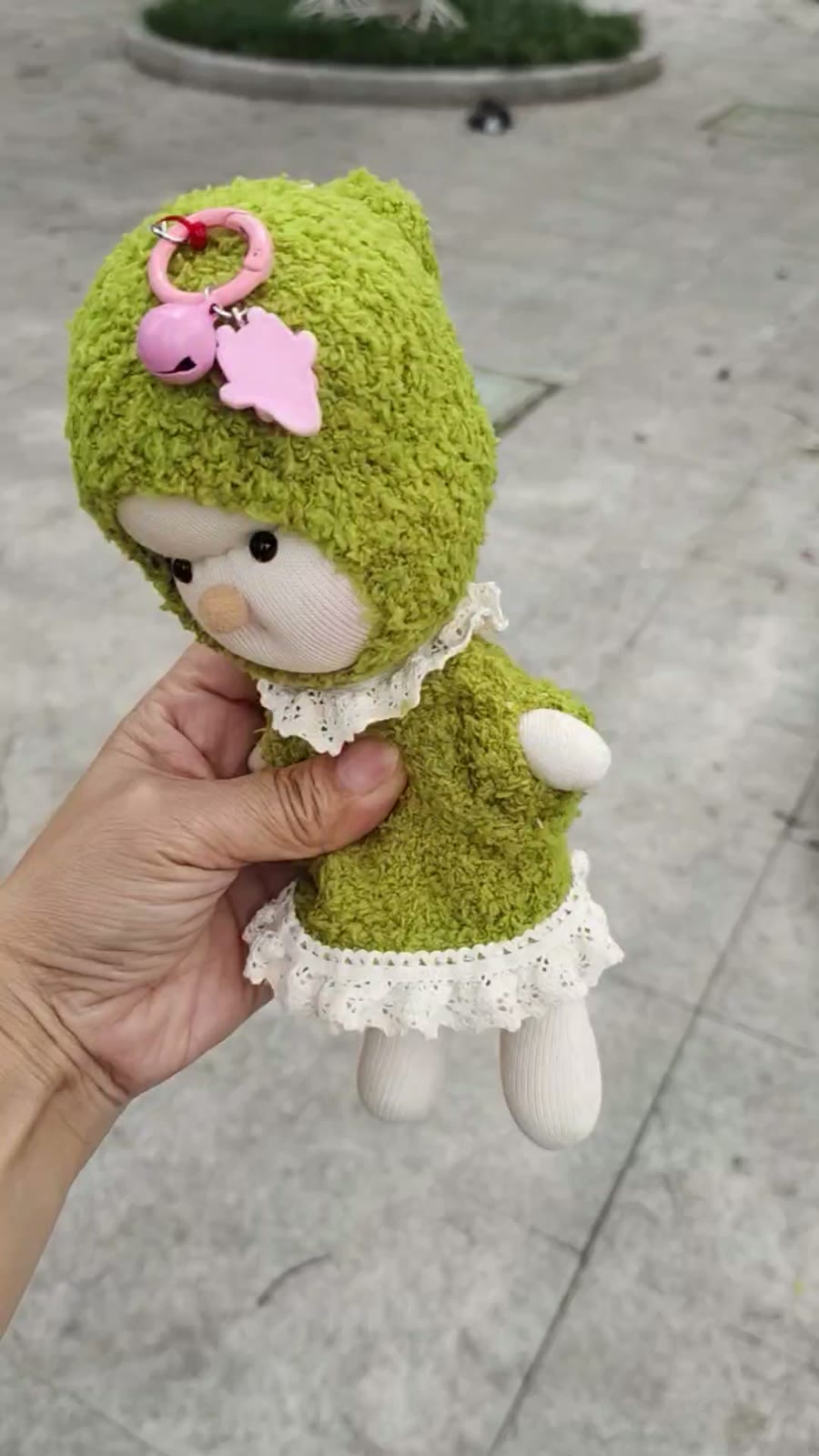 Handmade Green Sock Doll Pendant