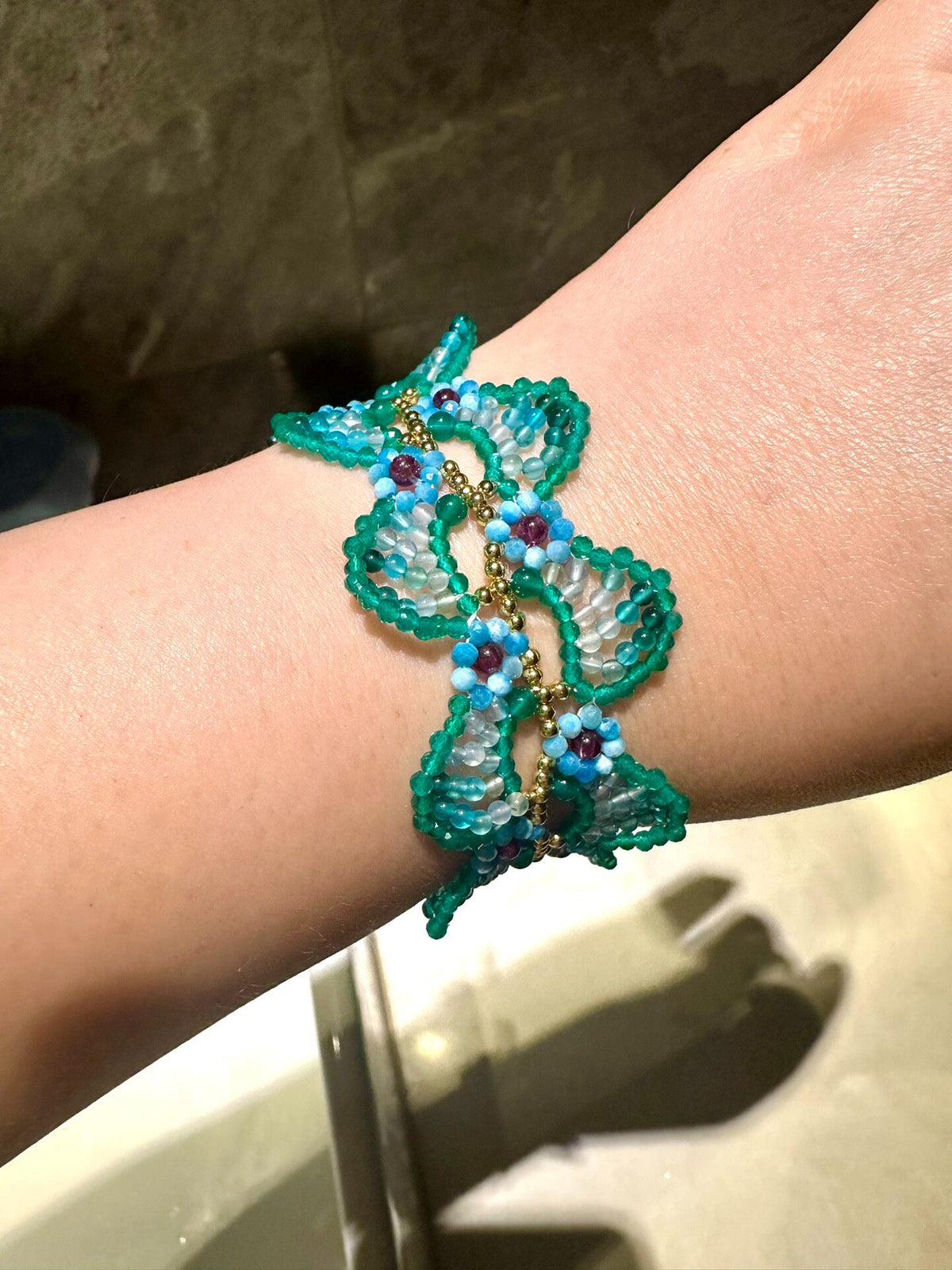 Floral Vine Natural Stone Bracelet 2mm