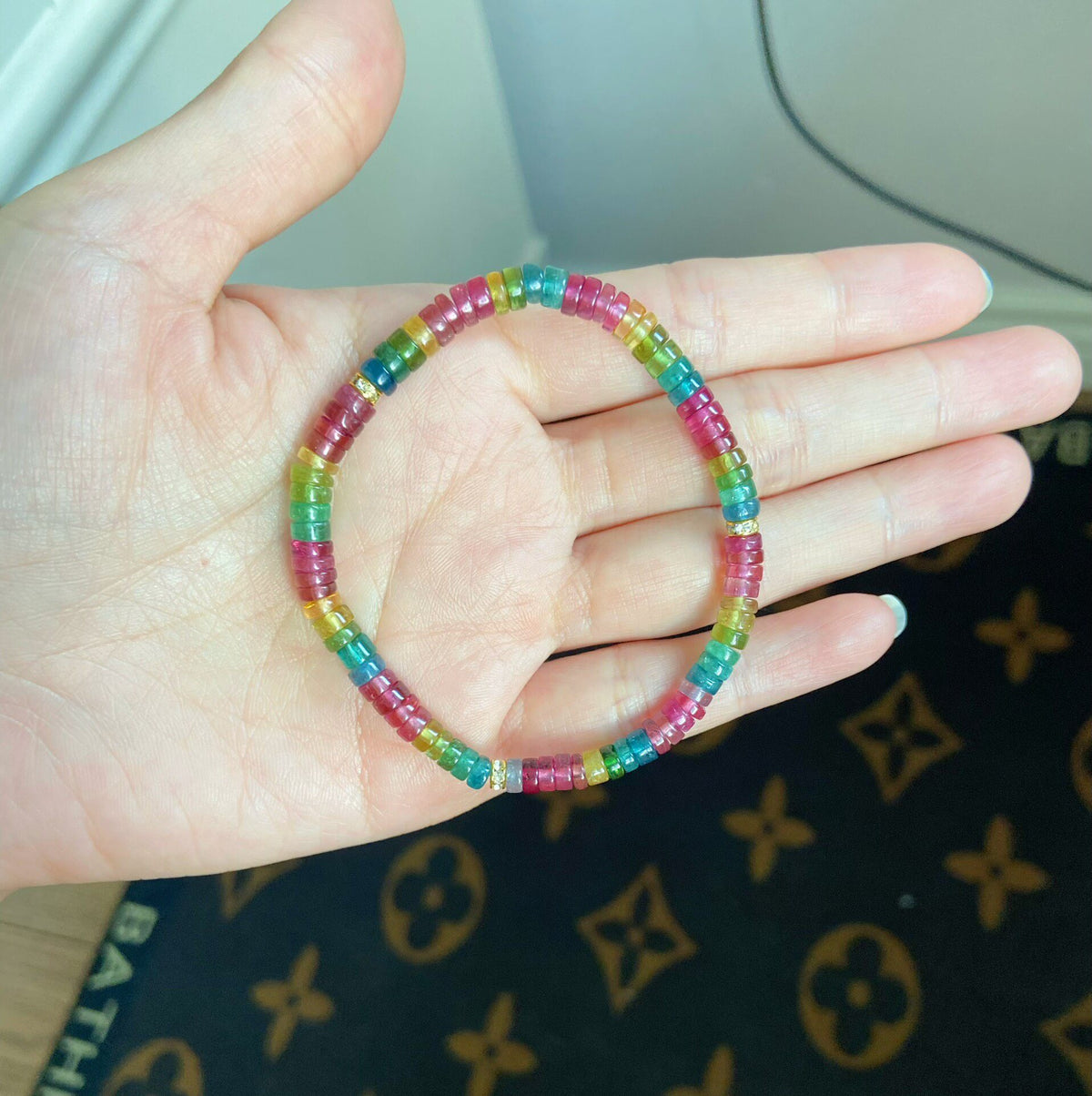 Tourmaline Rainbow Beaded Bracelet 5mm