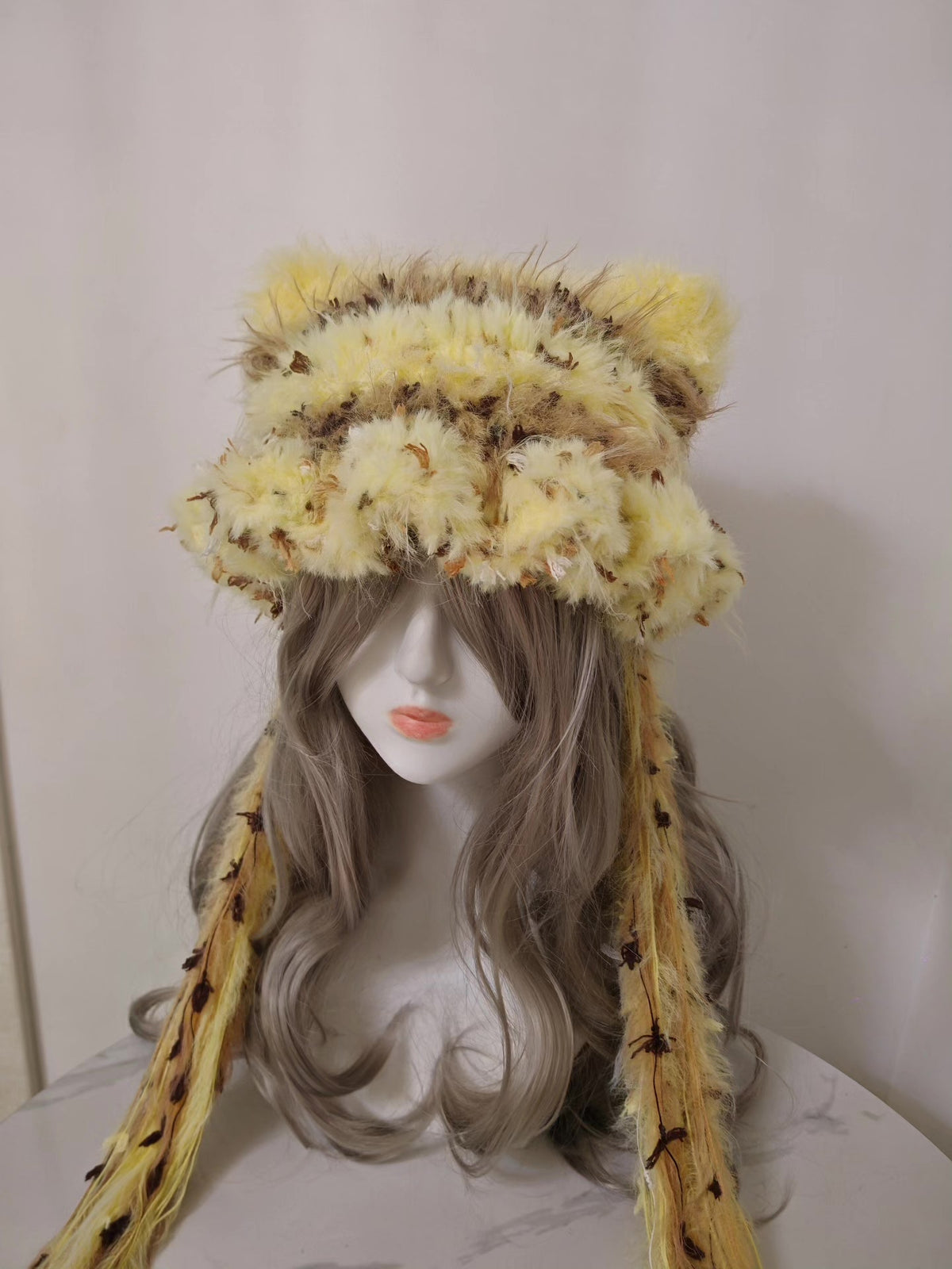 Cat Ear Hat Cream Yellow Brown