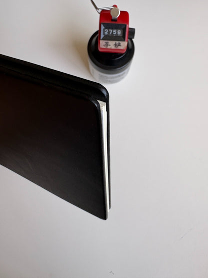 Black Leather Ring Binder Notebook, M5-13 Ring, 148 x 105 mm