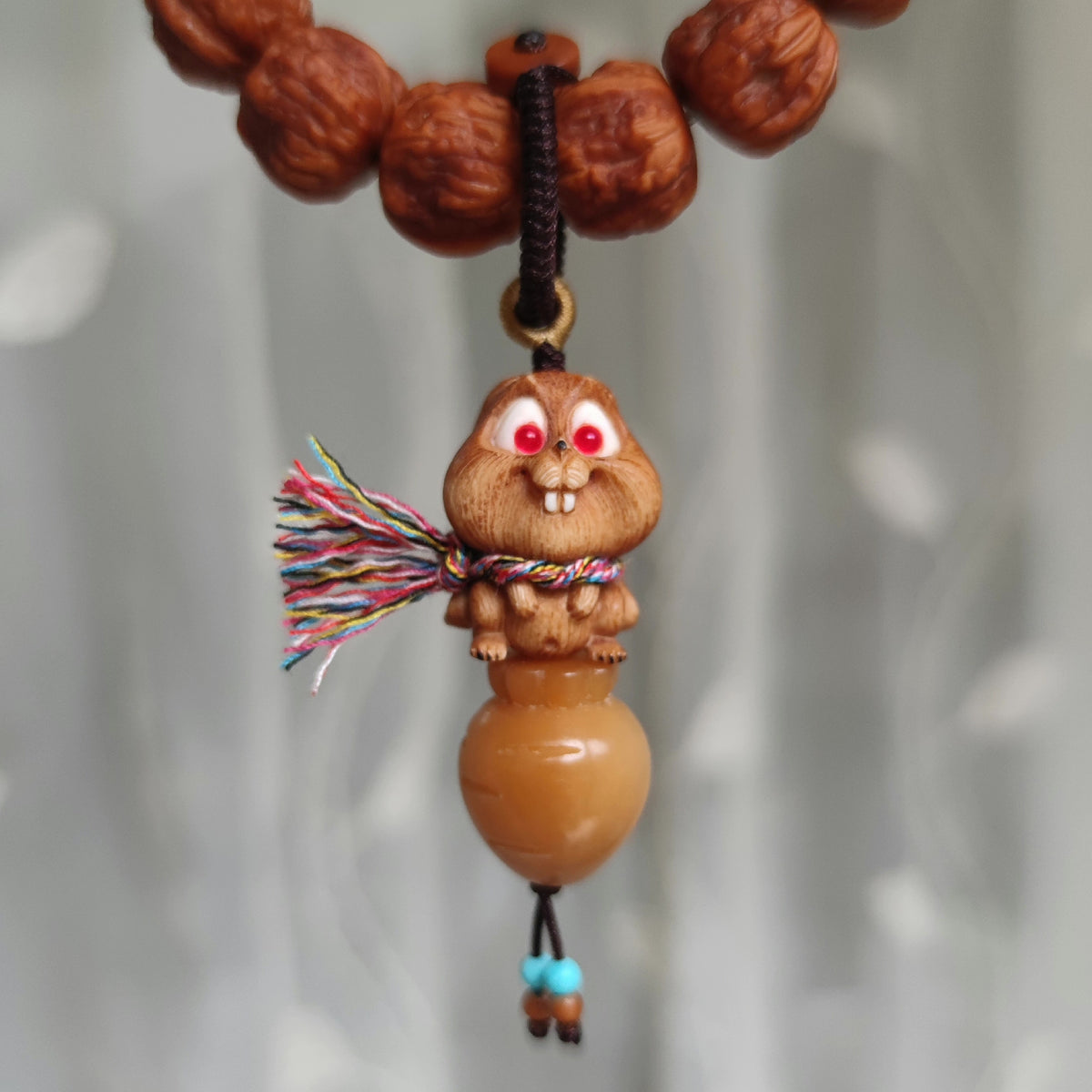 Bodhi Root Rabbit Carrot Pendant Keychain