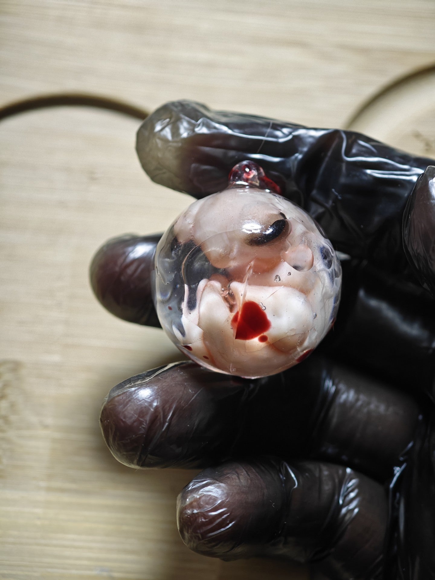 Resin Spherical Pendant with Embryonic Figure