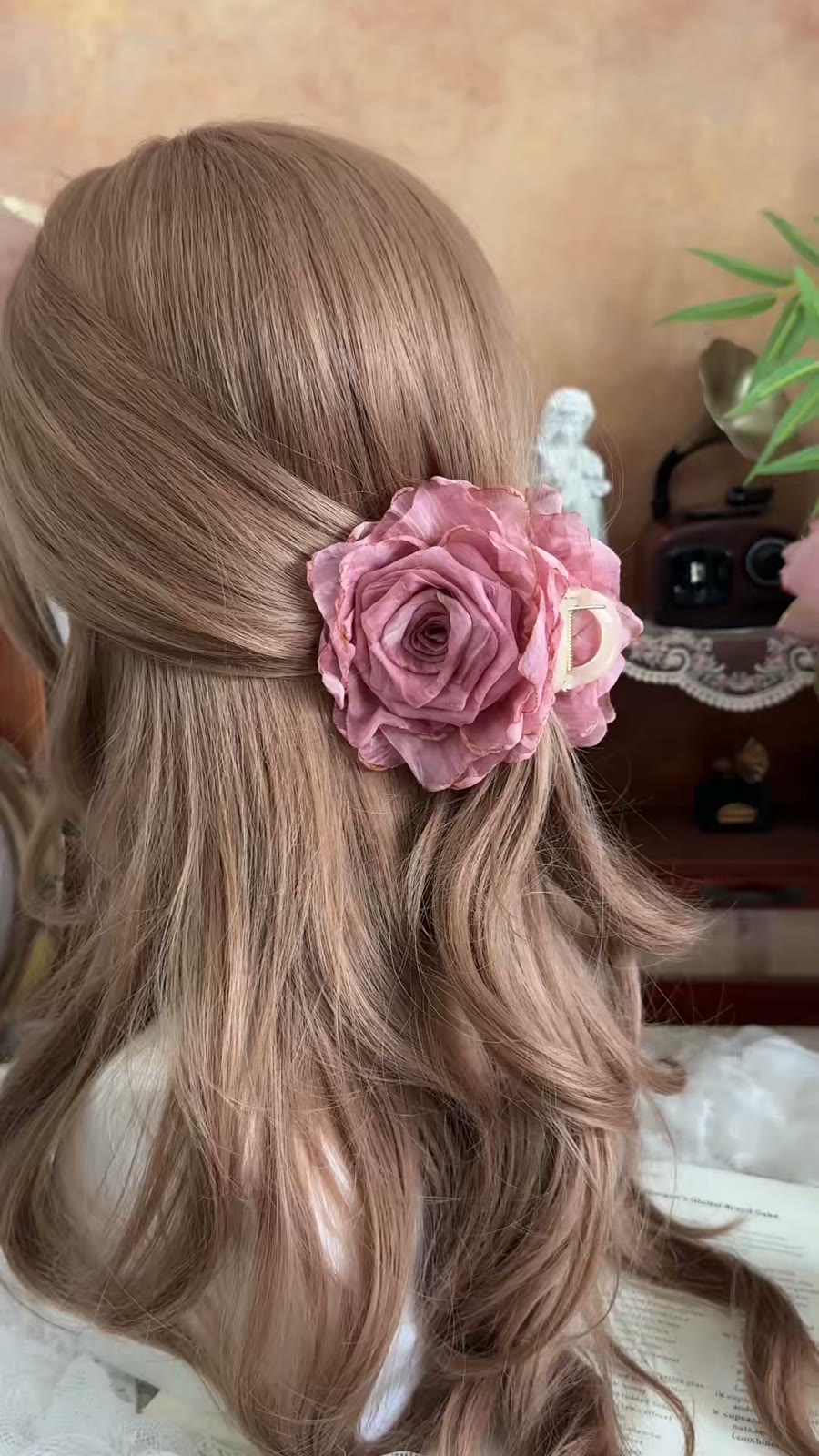 Handcrafted Fabric Rose Hair Claw Clip