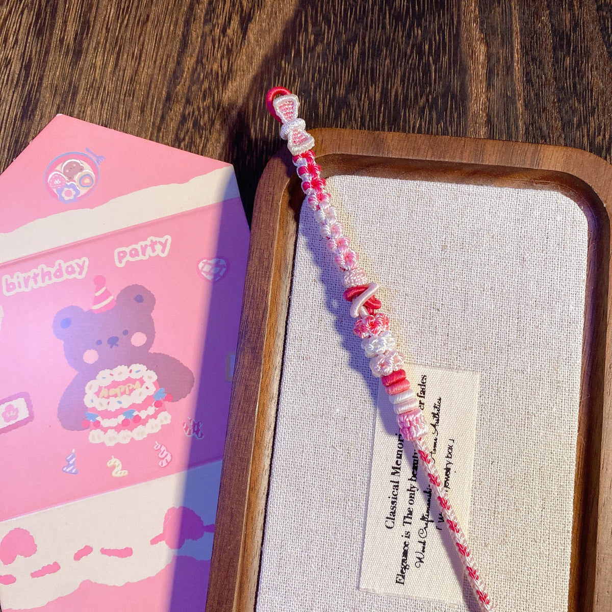 Strawberry Bear Theme Handwoven Bracelet