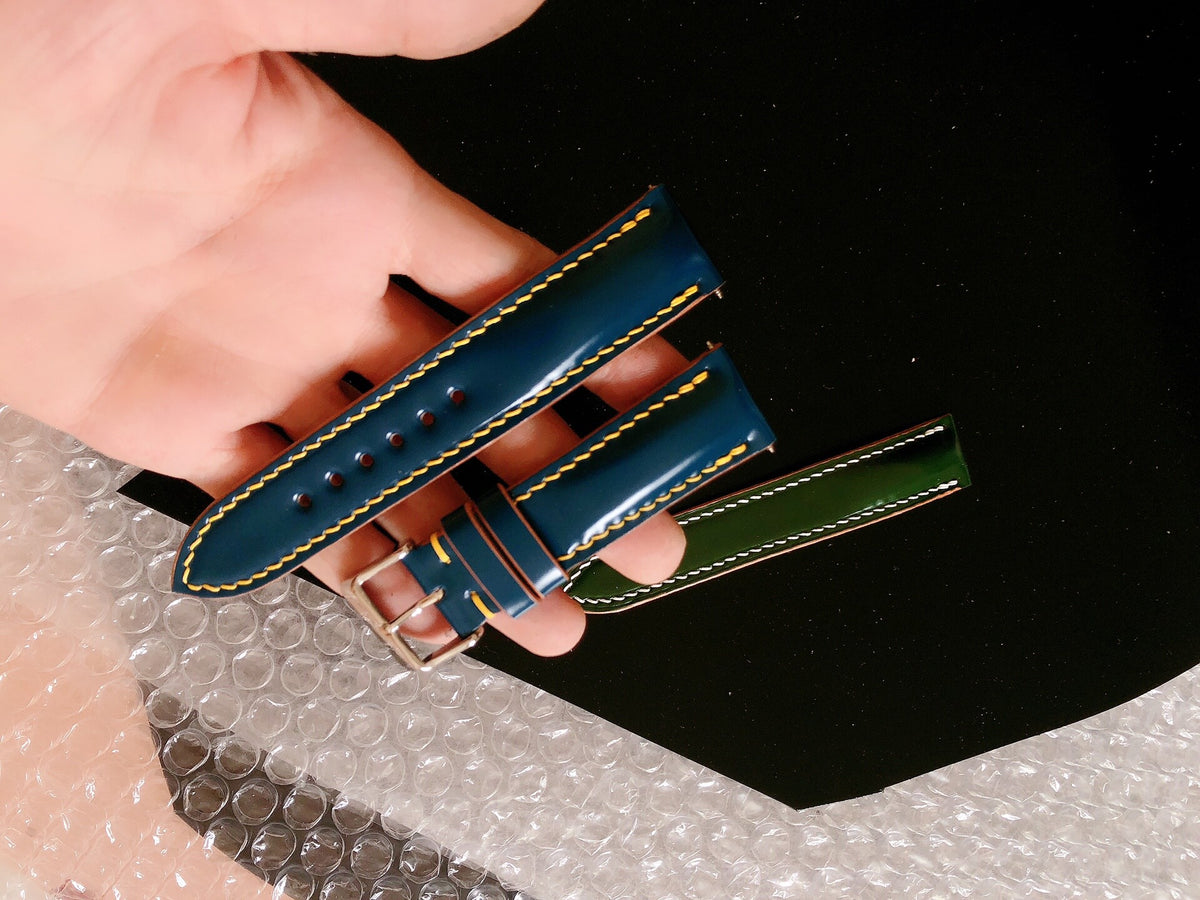 Japanese Shinki Horsehide Blue Watch Strap