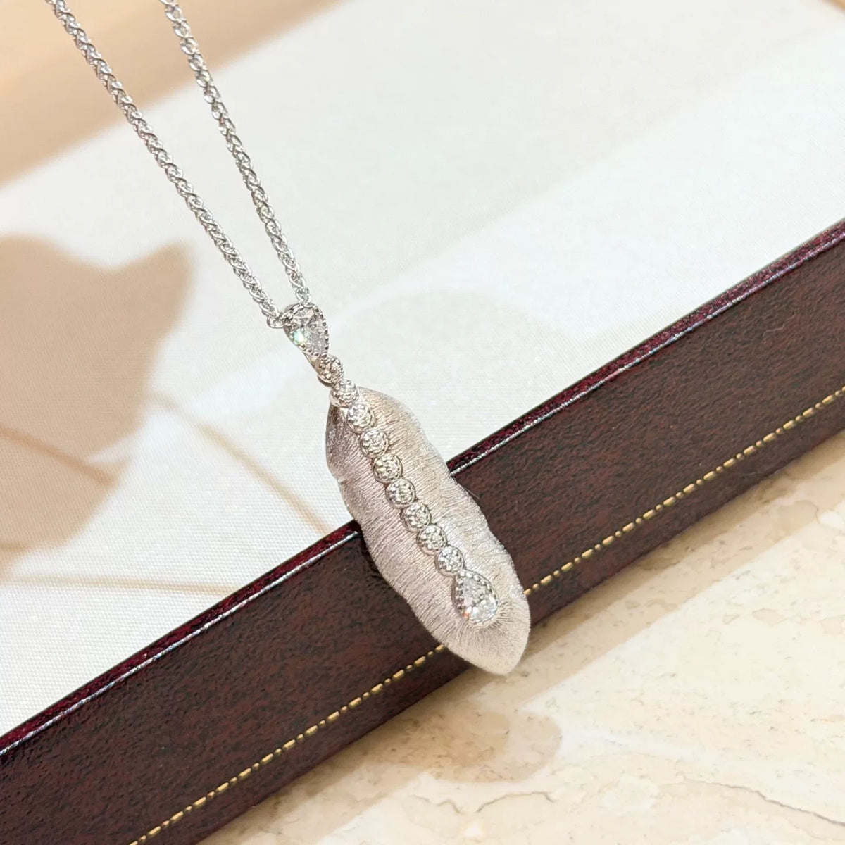 Collar de Pluma en Plata de Ley S925 Cepillado