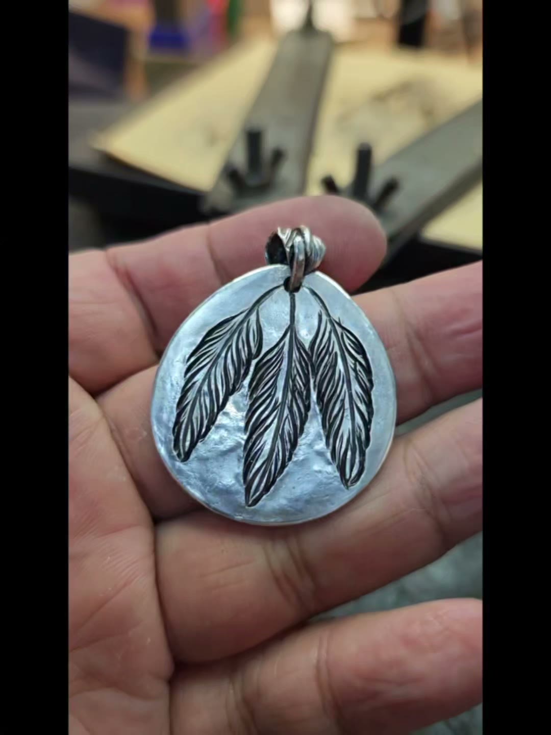 Silver Pendant with Gold Bird Inlay