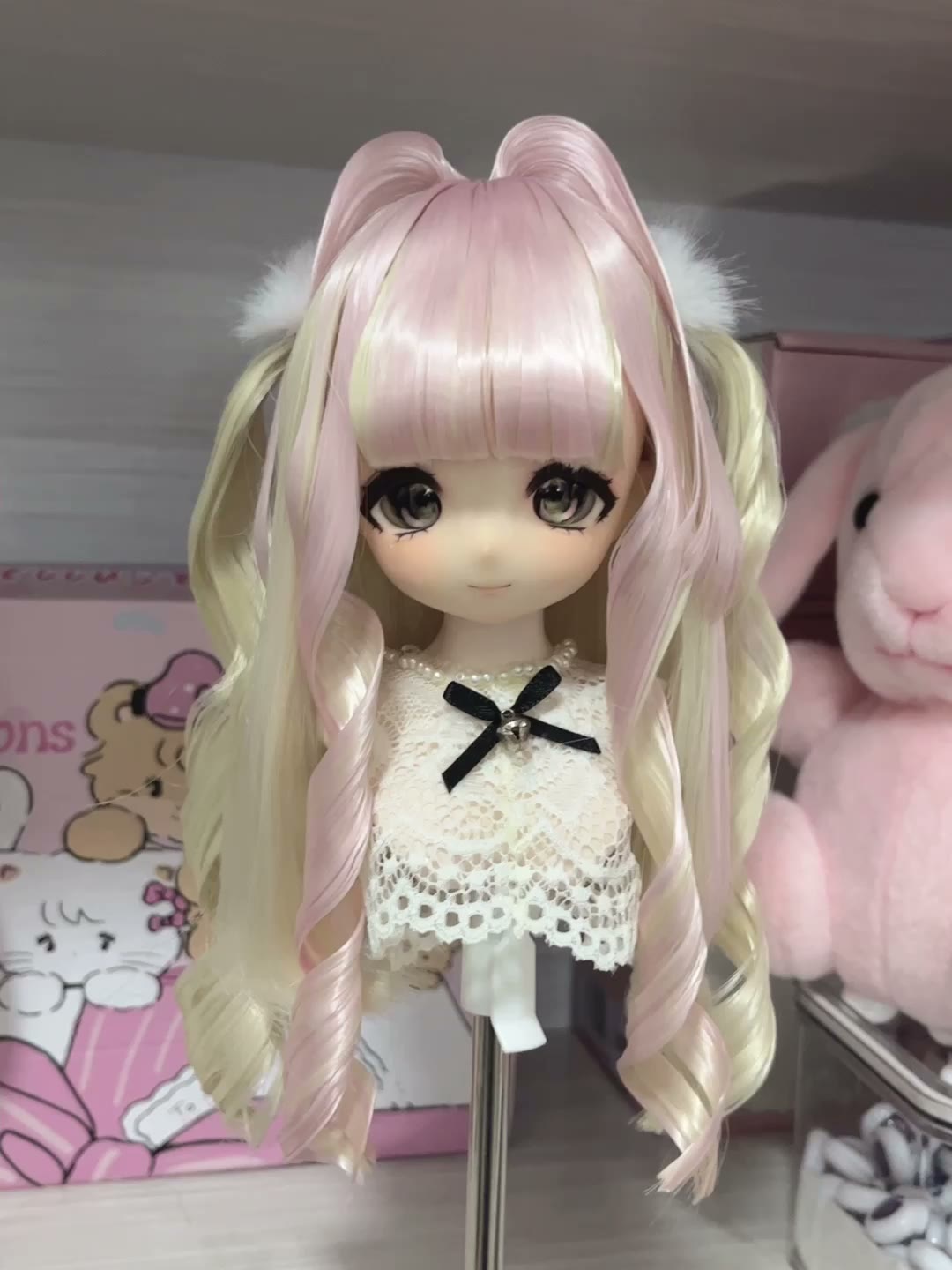 Anime Doll Wig Pink Blonde Twin Tails