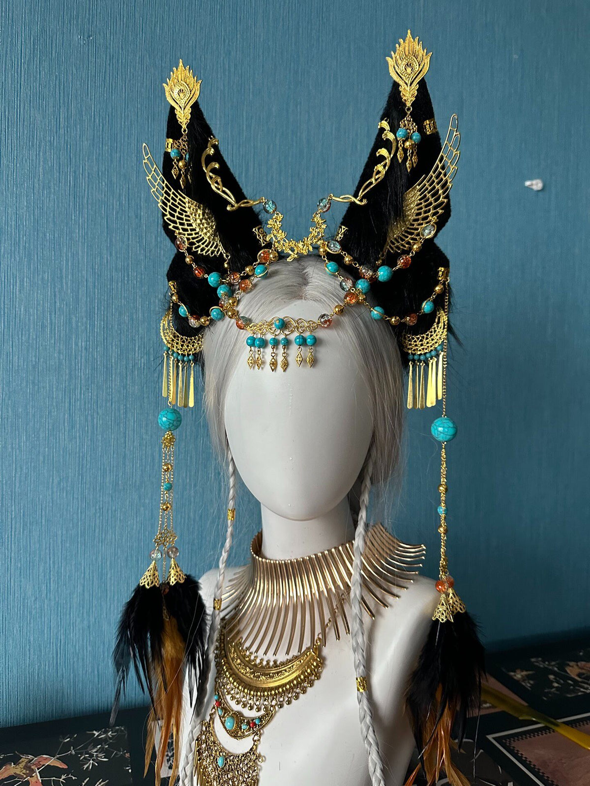 Wolf Ear Headpiece with Gold Filigree