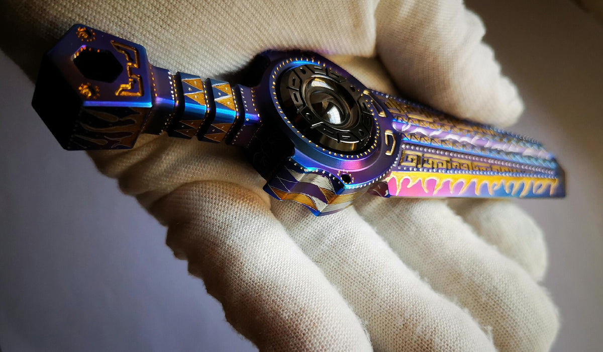 Fidget Spinner EDC in Metallo a Spada Blu, Viola e Oro
