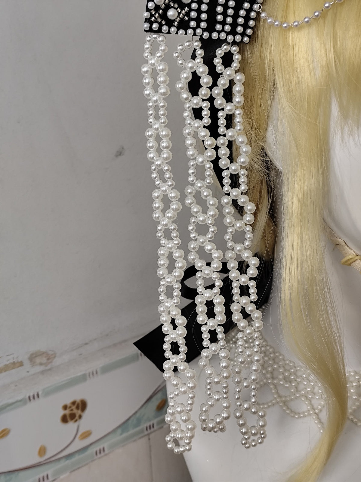 Traditional Russian Kokoshnik with White Pearls