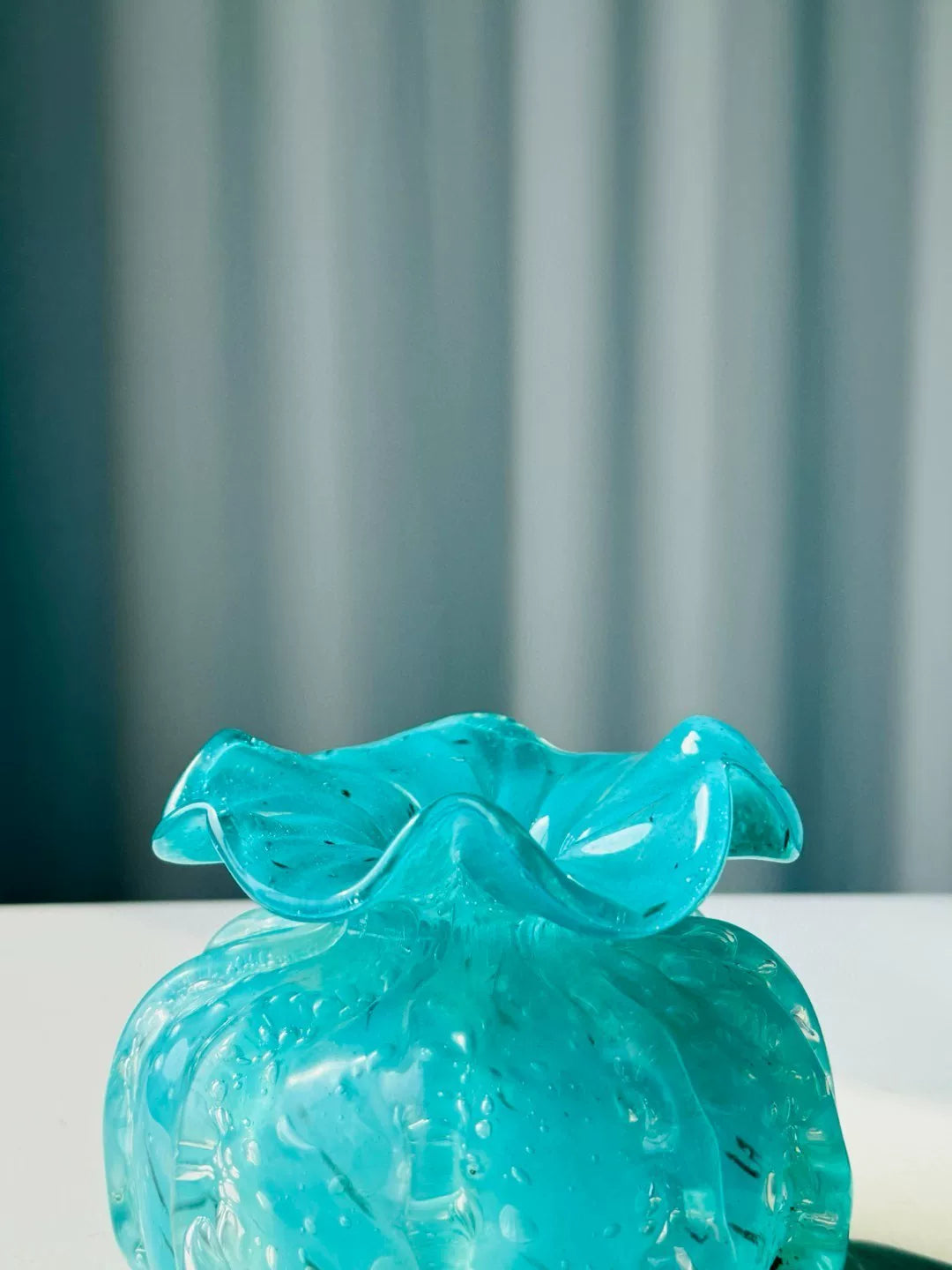 Turquoise Glass Decorative Vase 10cm Tall