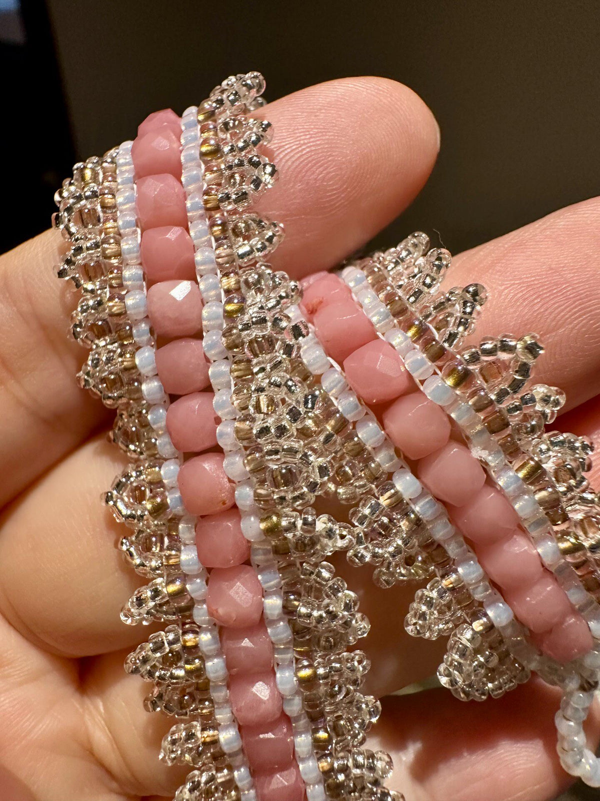 Pink Opal Pearl Beaded Bracelet