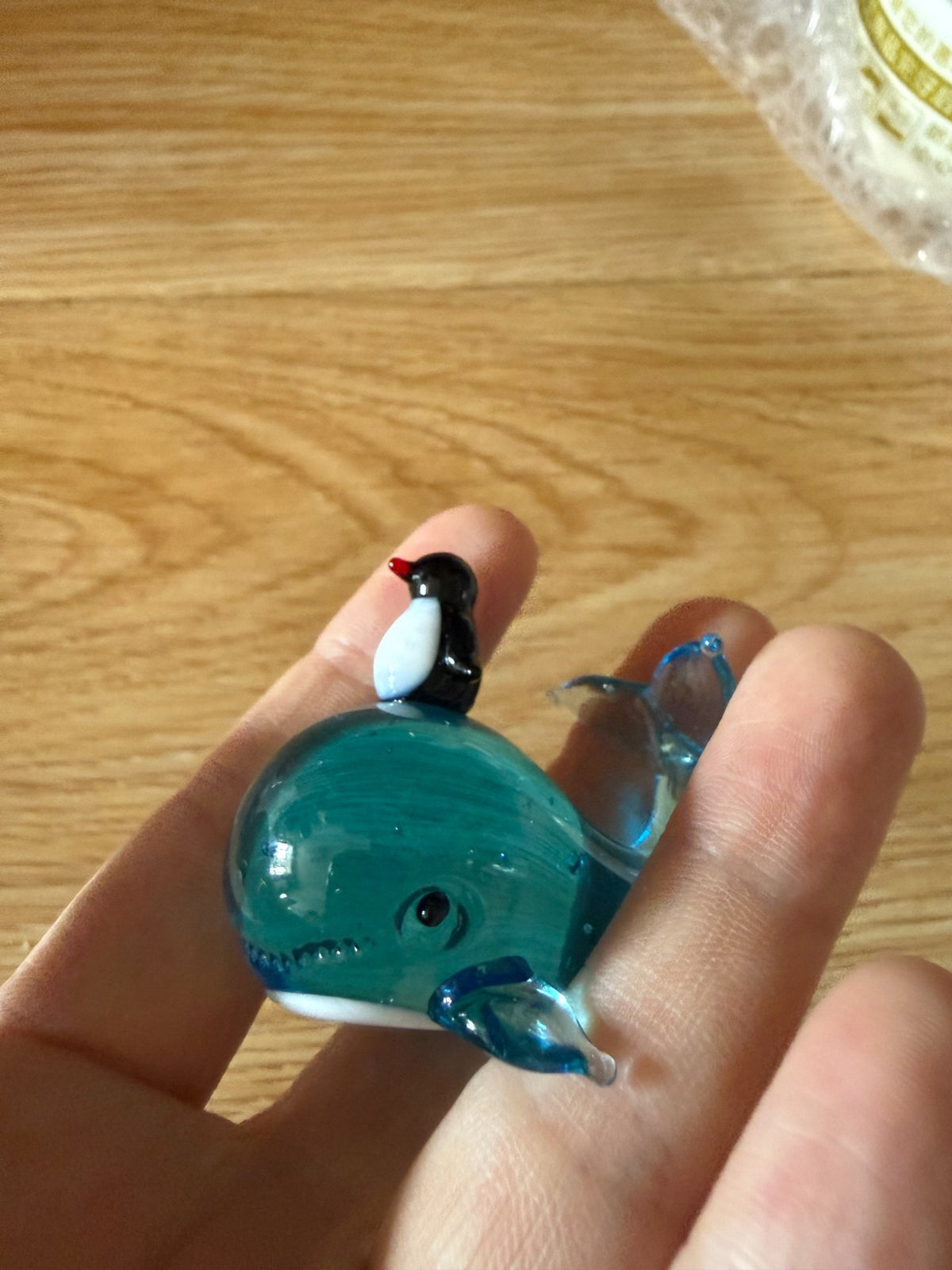 Glass Dolphin Penguin Figurine Aquarium Decor