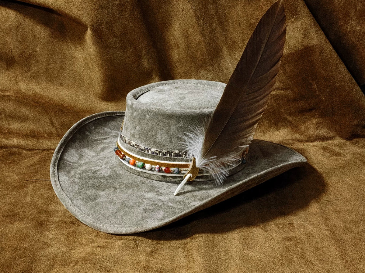 Cappello da Cowboy Western in camoscio cucito a mano