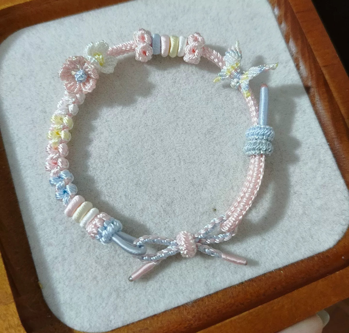 Handmade Braided Cord Bracelet Blue Pink Gradient