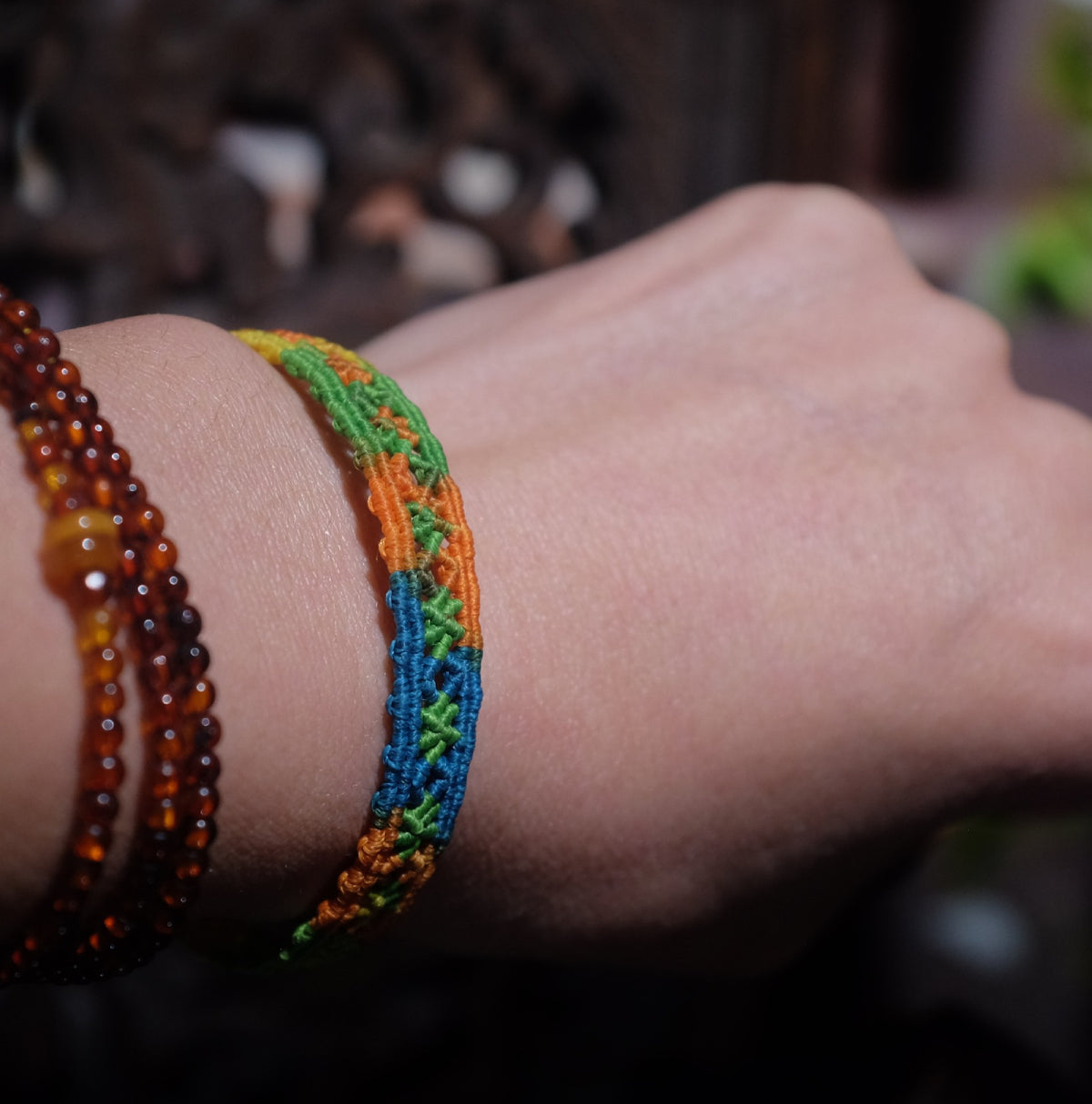 Handwoven Ethnic Bracelet with Variegated Thread