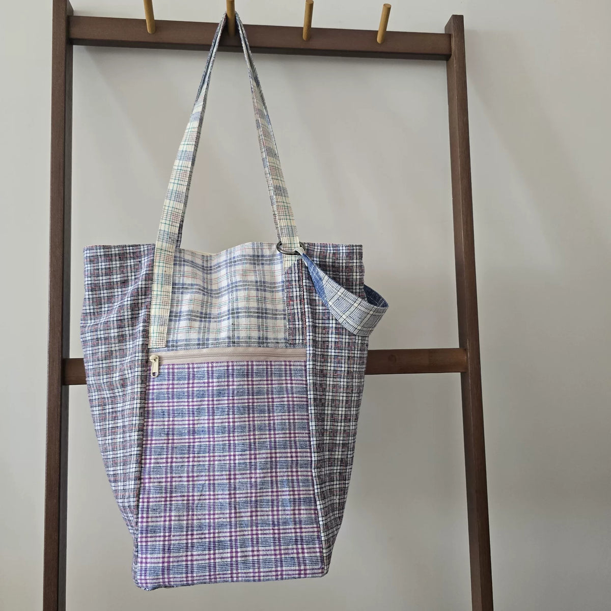 Tote Sugar Cube in tessuto plaid