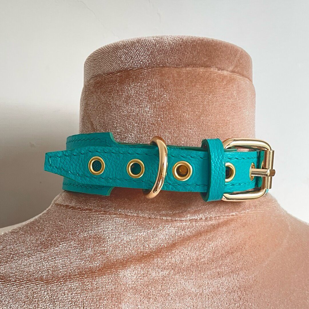 Tiffany Blue Leather Pet Collar