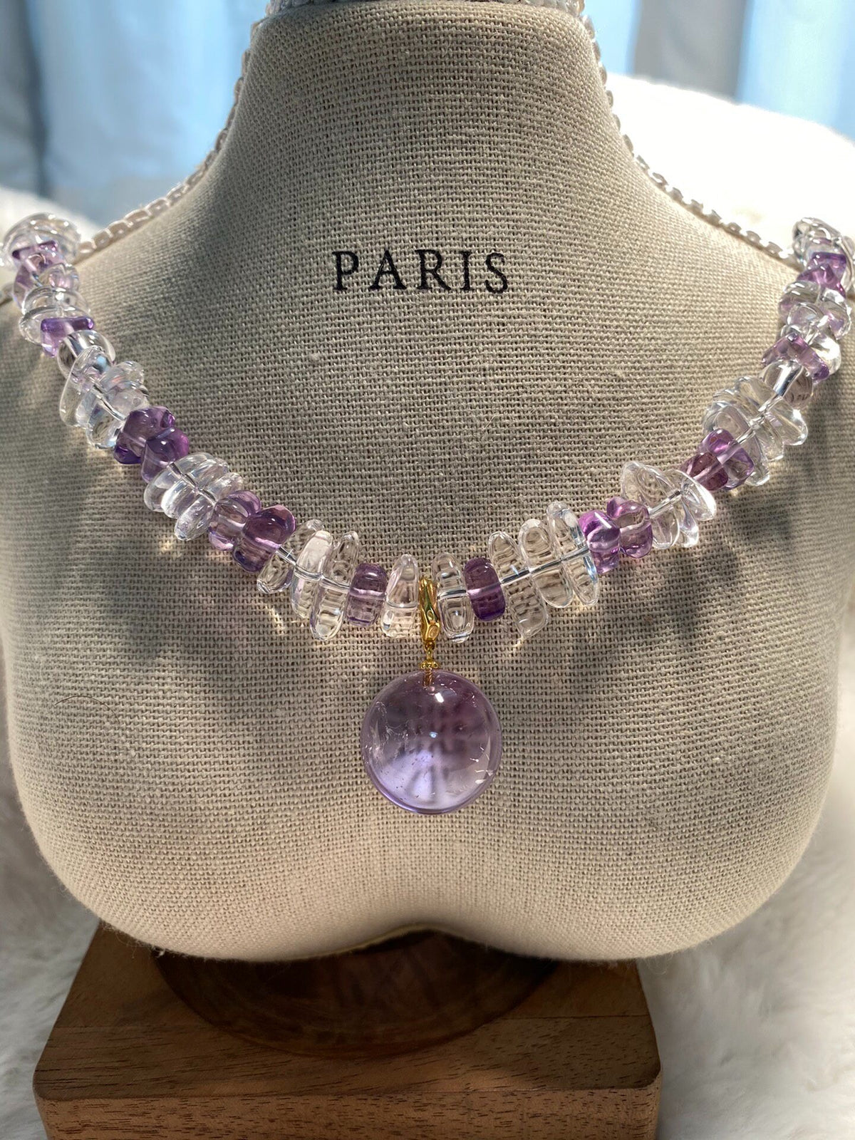 Amethyst White Crystal Beaded Necklace