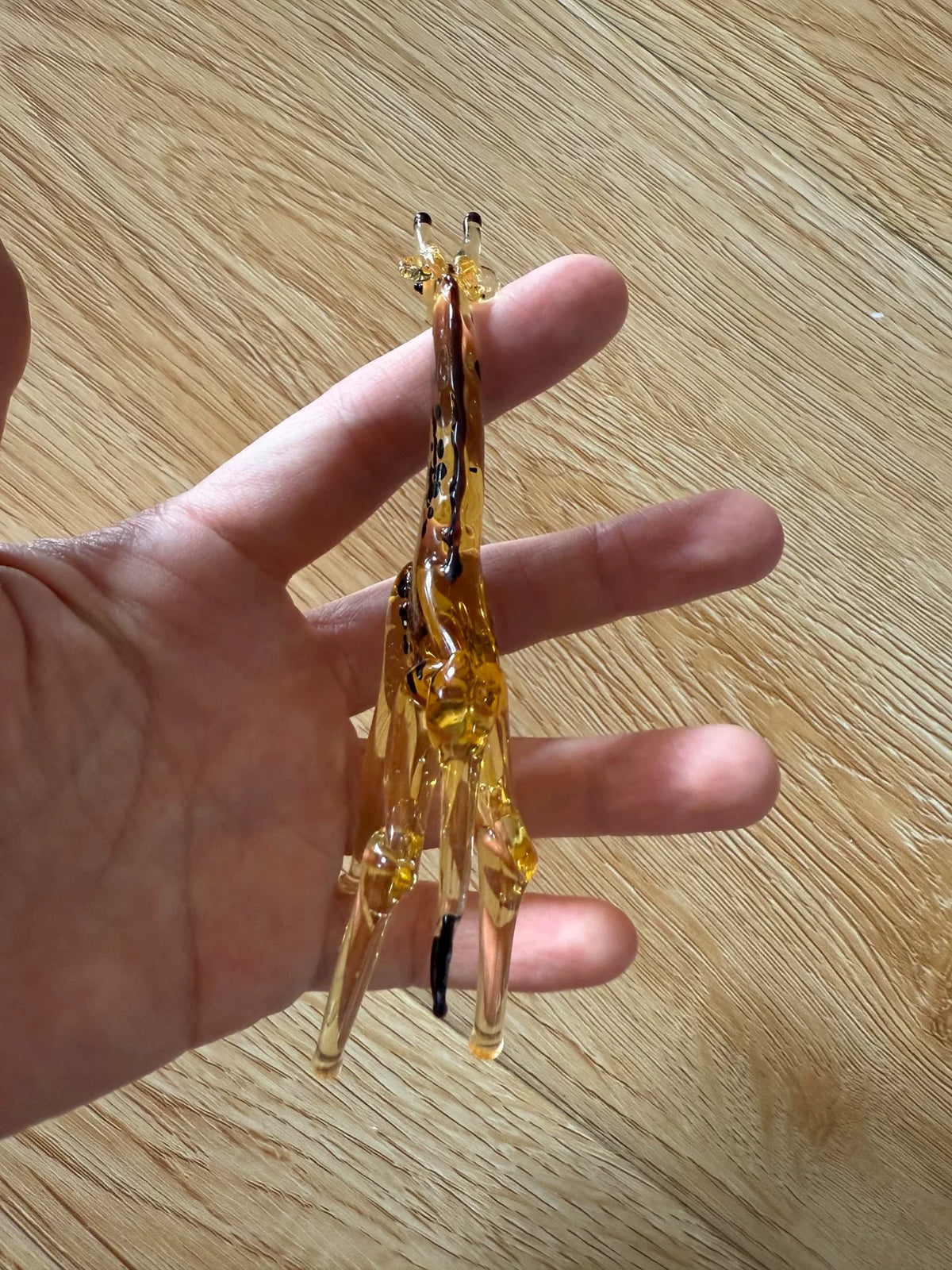 Handcrafted Amber Glass Giraffe Figurine Set