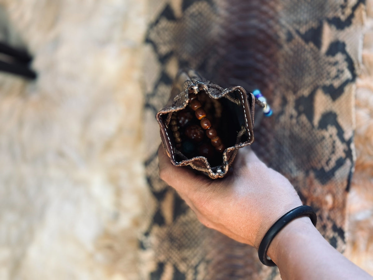 Handcrafted Leather Dragon Scale Pouch