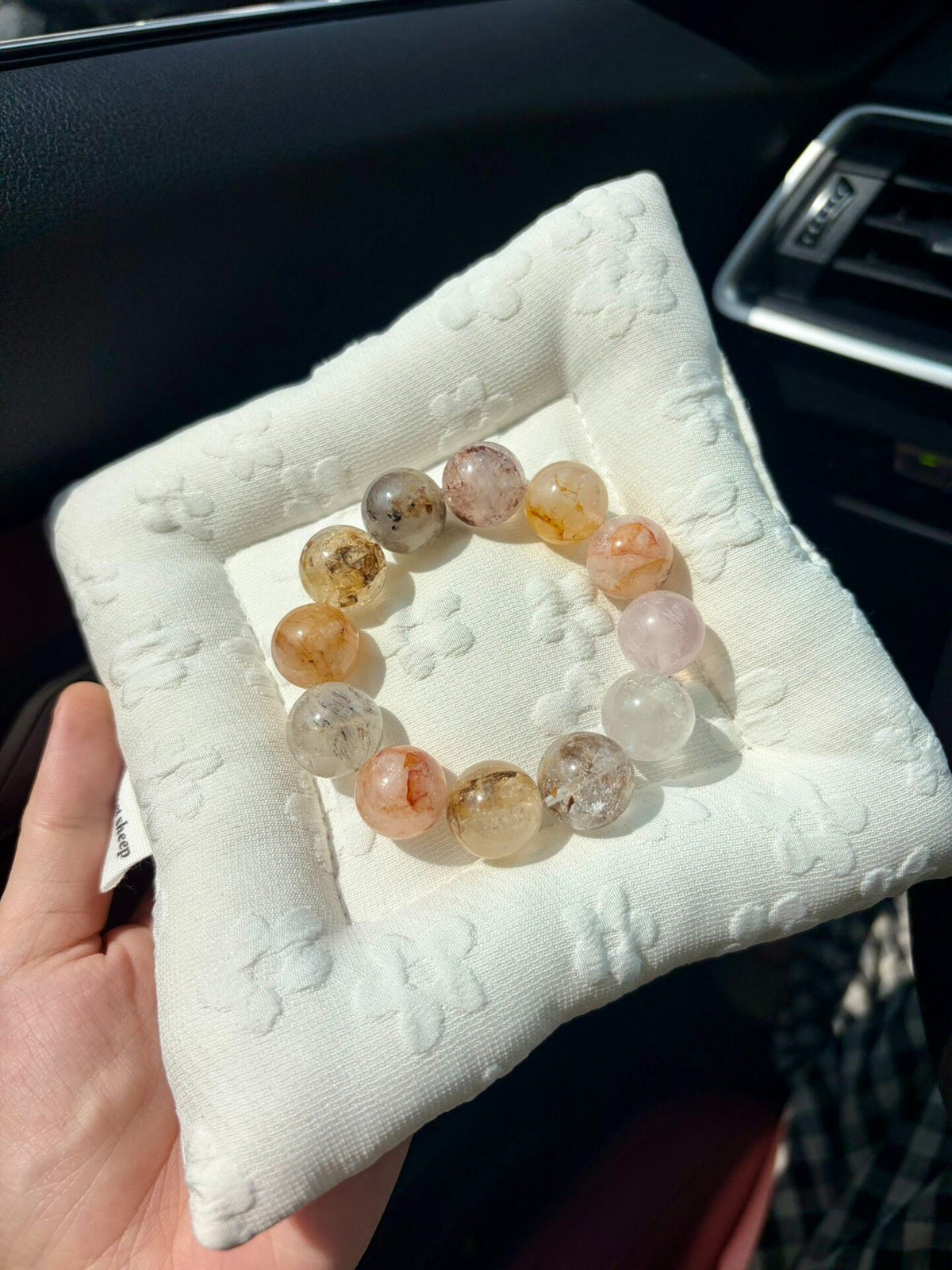 Natural Crystal Phantom Quartz Beaded Bracelet