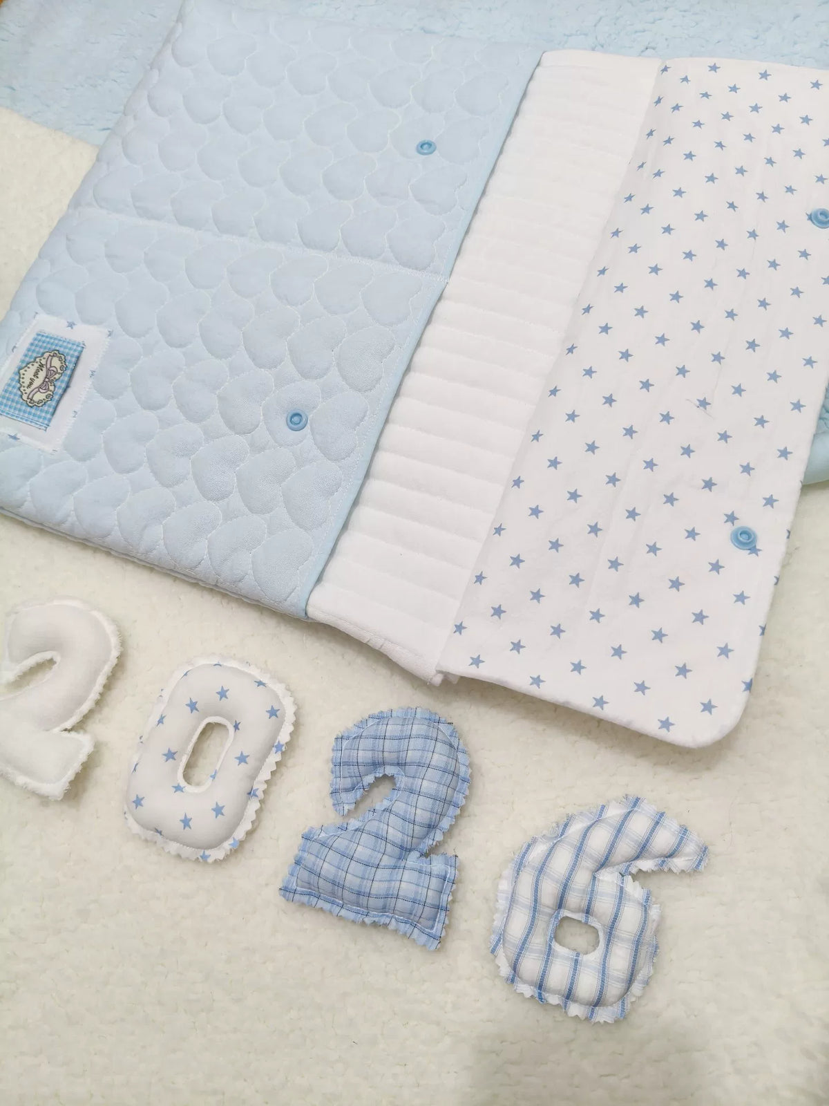 Sac pour ordinateur portable matelassé en coton cœur bleu